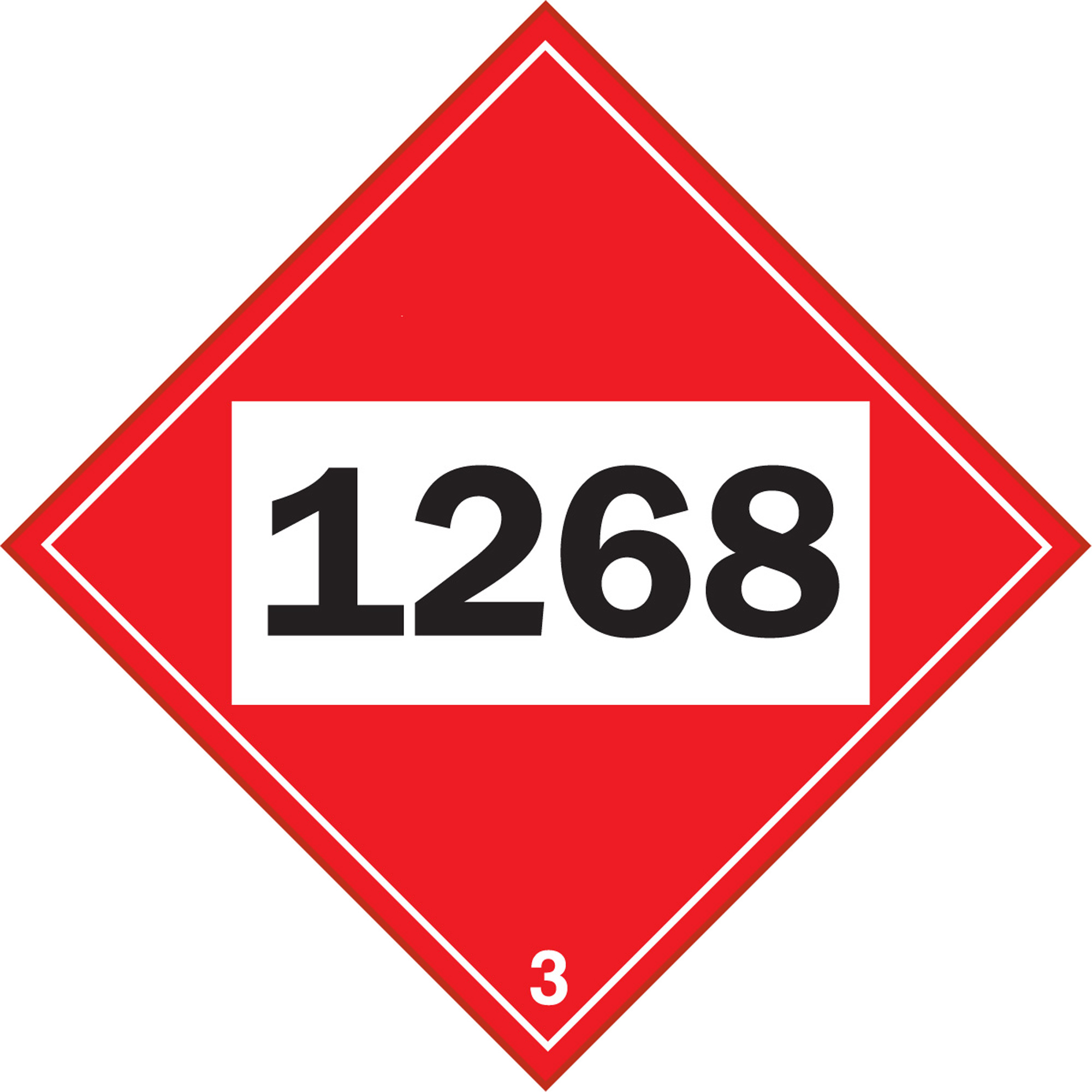 Plaque-étiquette TMD 1268 pour distillats de pétrole, Plastique
