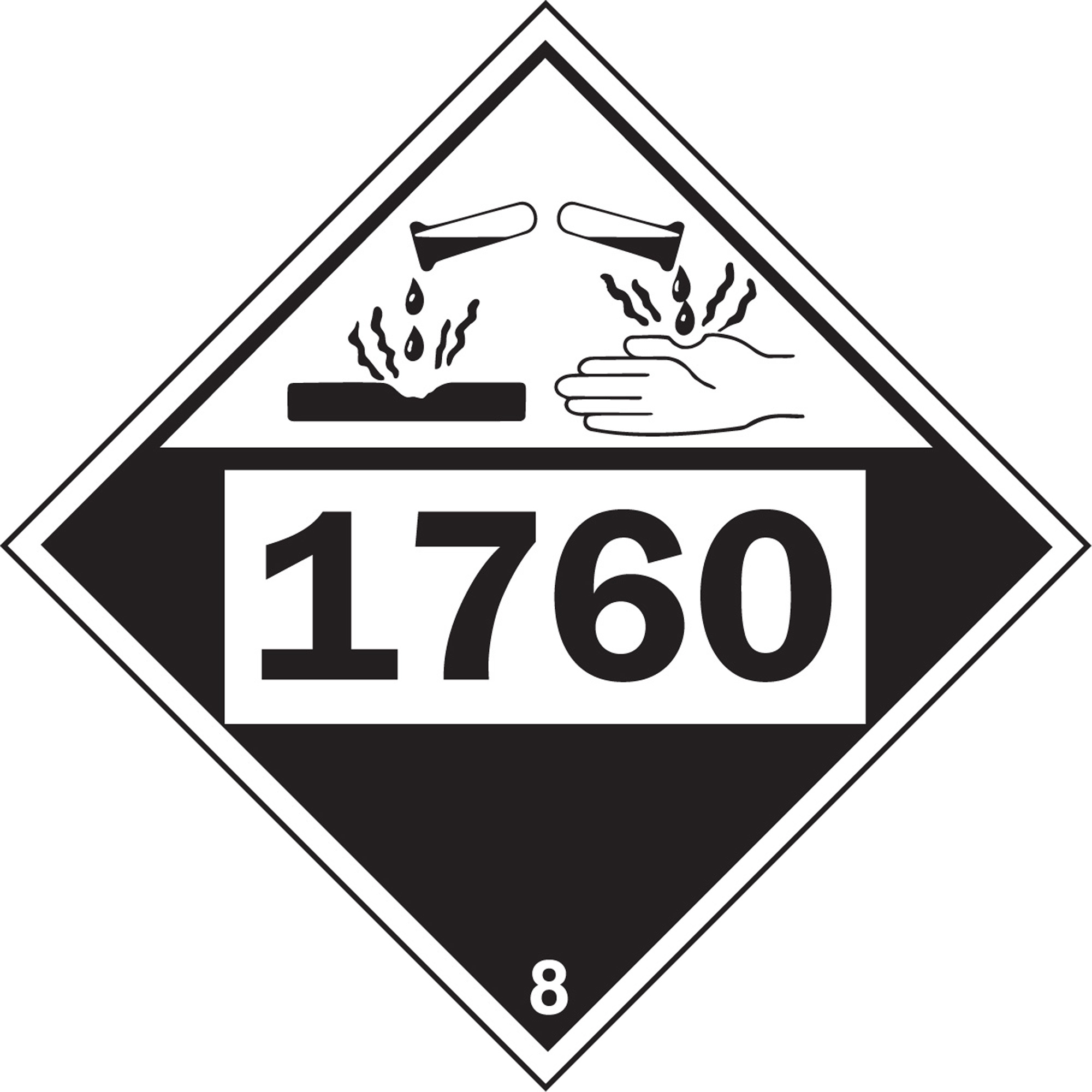 Plaque-étiquette TMD 1760 pour matériaux corrosifs phosphate d'aluminium, Plastique