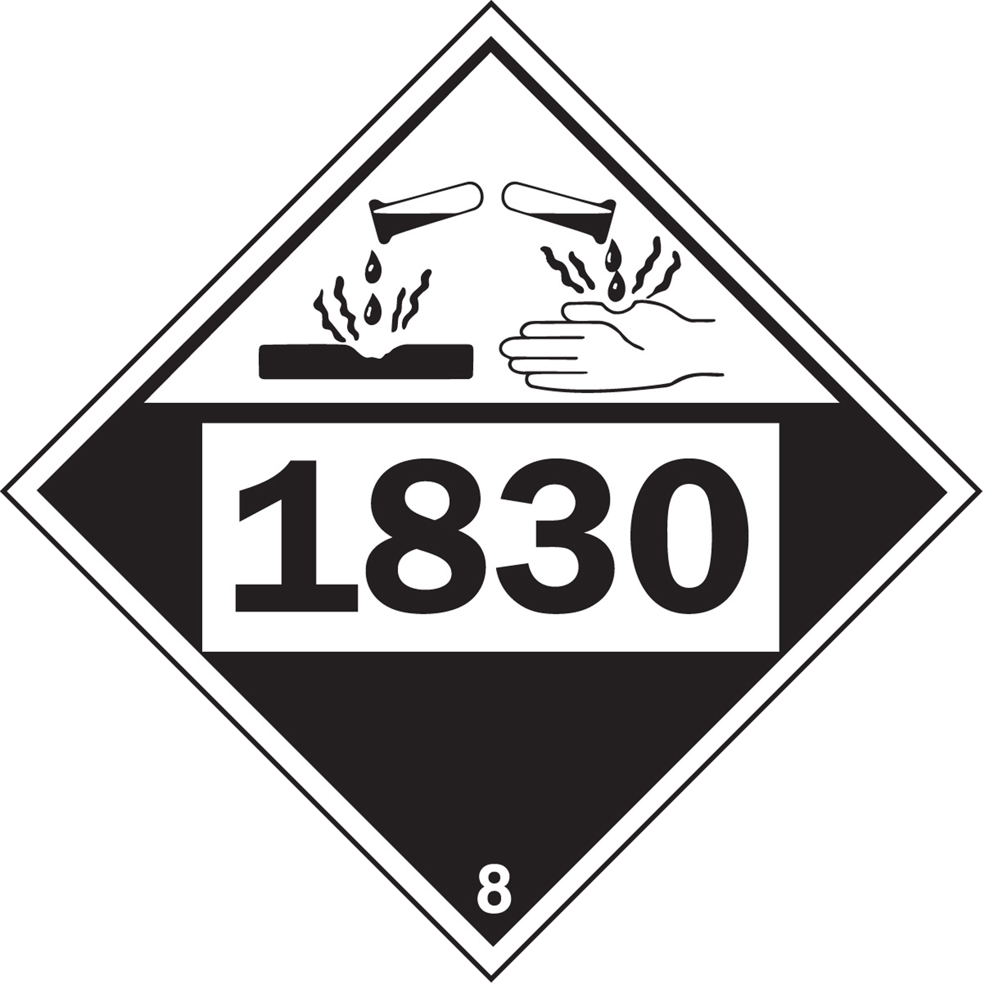 Plaque-étiquette TMD 1830 pour matériaux corrosifs acide sulfurique, Plastique