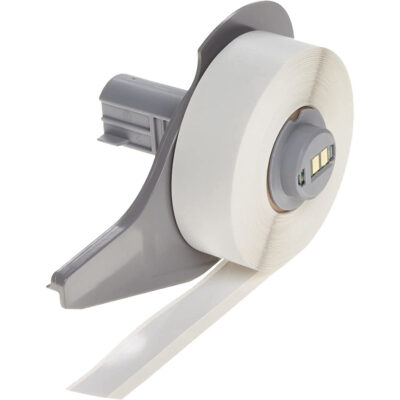 Ruban adhésif permanent toutes saisons pour étiquettes, Vinyle, Blanc, Largeur de 0,5"