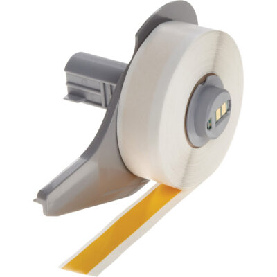 Ruban adhésif permanent toutes saisons pour étiquettes, Vinyle, Jaune, Largeur de 0,5"