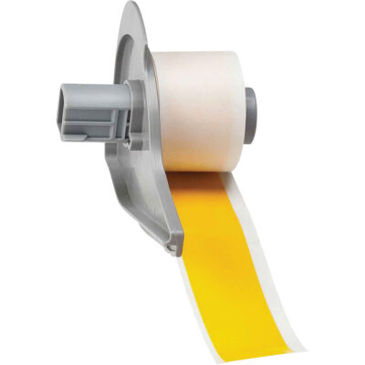 Ruban adhésif permanent toutes saisons pour étiquettes, Vinyle, Jaune, Largeur de 1"