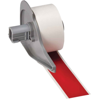 Ruban adhésif permanent toutes saisons pour étiquettes, Vinyle, Rouge, Largeur de 1"