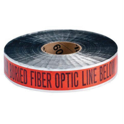 Ruban d'avertissement de danger souterrain «Fiber Optic Line» IdentolineMD, 2" la x 1000' lo, Noir/orange