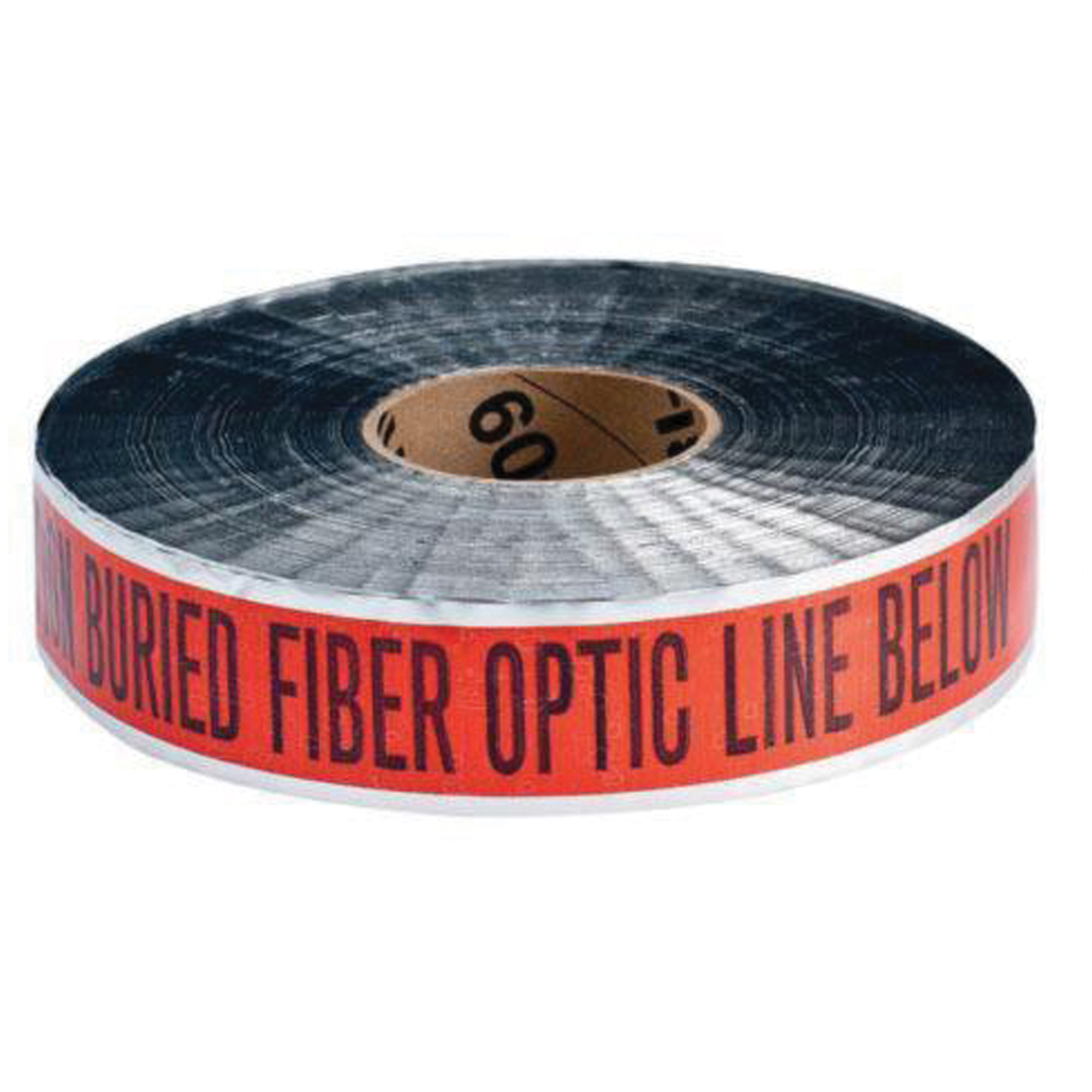 Ruban d'avertissement de danger souterrain «Fiber Optic Line» IdentolineMD, 2" la x 1000' lo, Noir/orange