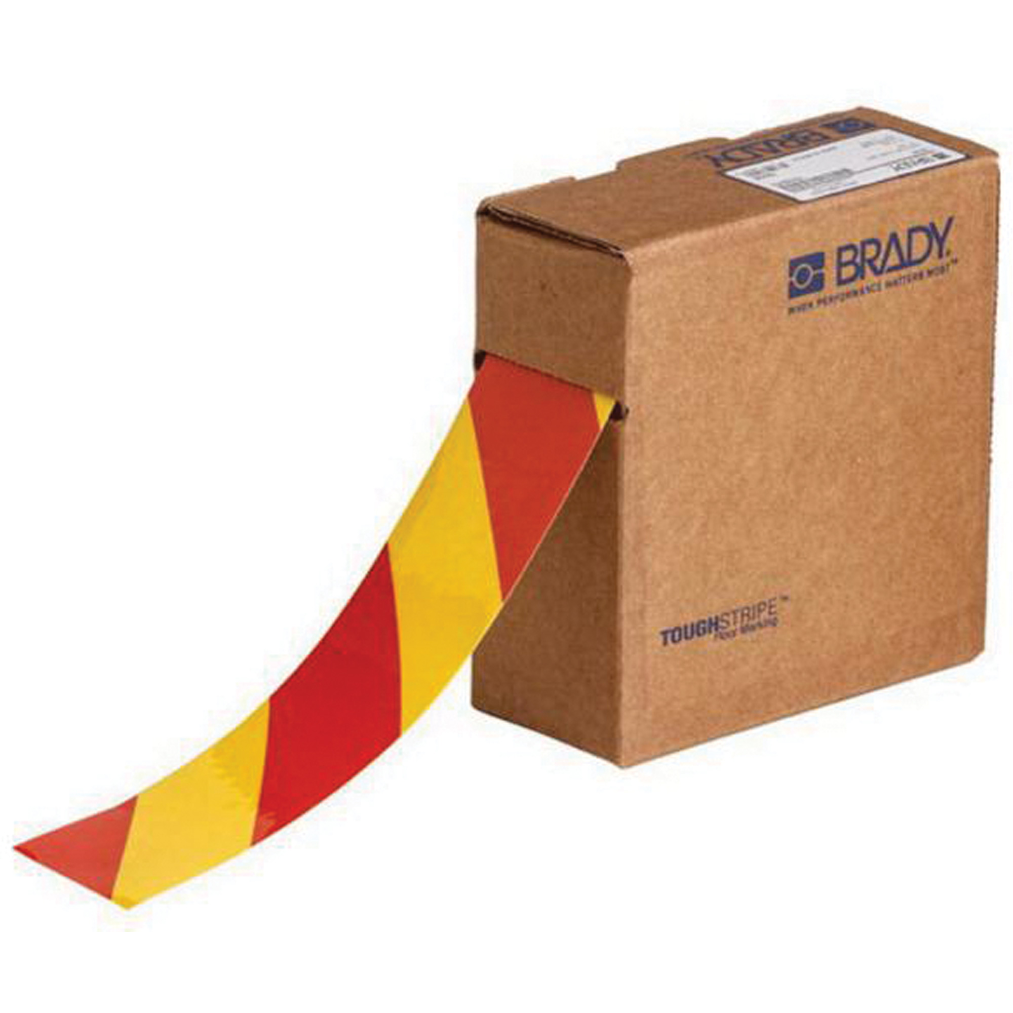 Ruban de marquage pour planchers ToughStripeMD, 2" x 100', Polyester, Rouge et jaune
