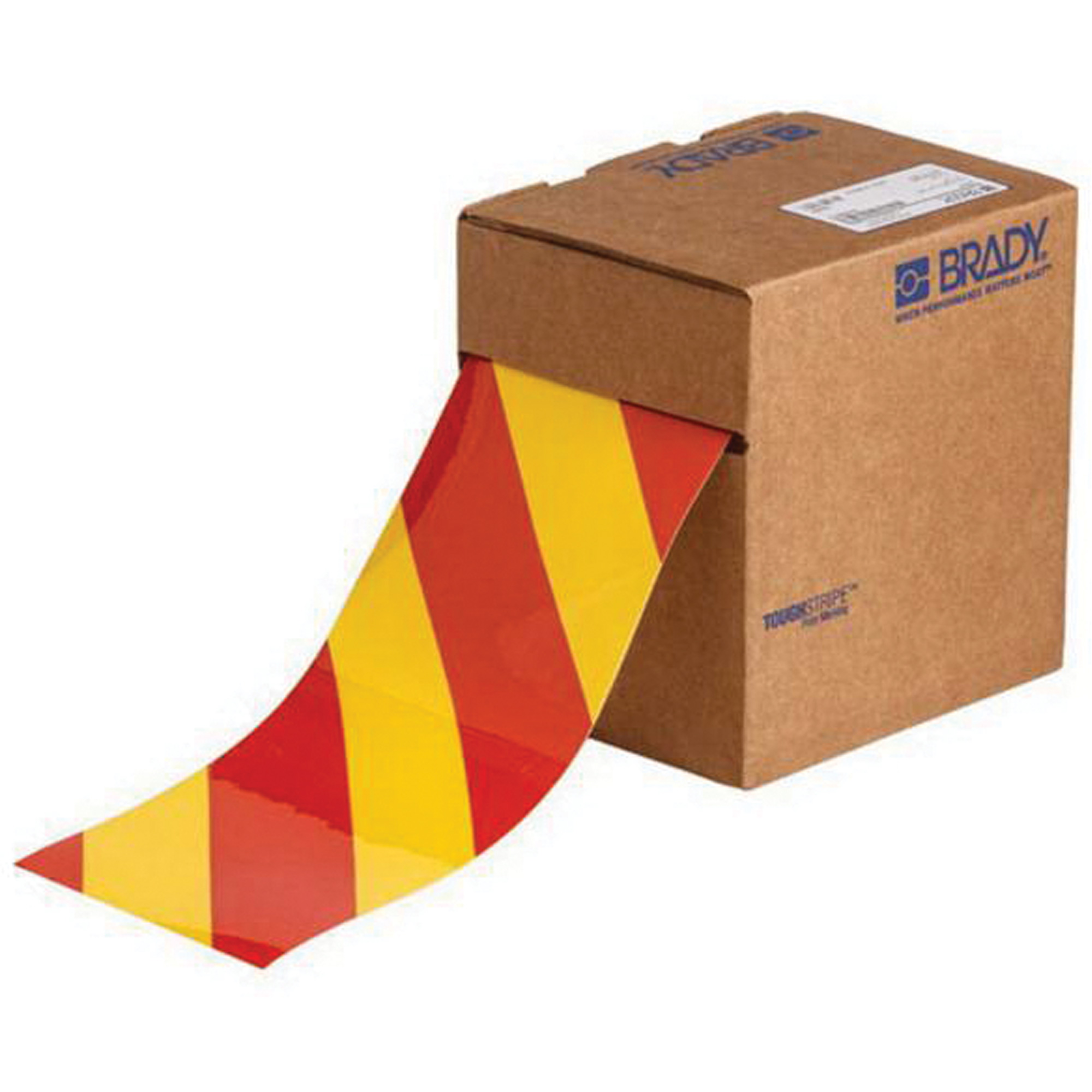Ruban de marquage pour planchers ToughStripeMD, 4" x 100', Polyester, Rouge et jaune