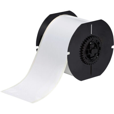 Ruban d'imprimante à faible teneur en halogénures, Polyester, Blanc, Largeur de 3"