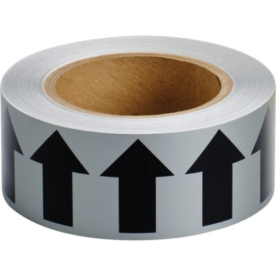 Ruban marqueur avec flèches de direction pour tuyaux, 90', Noir/gris