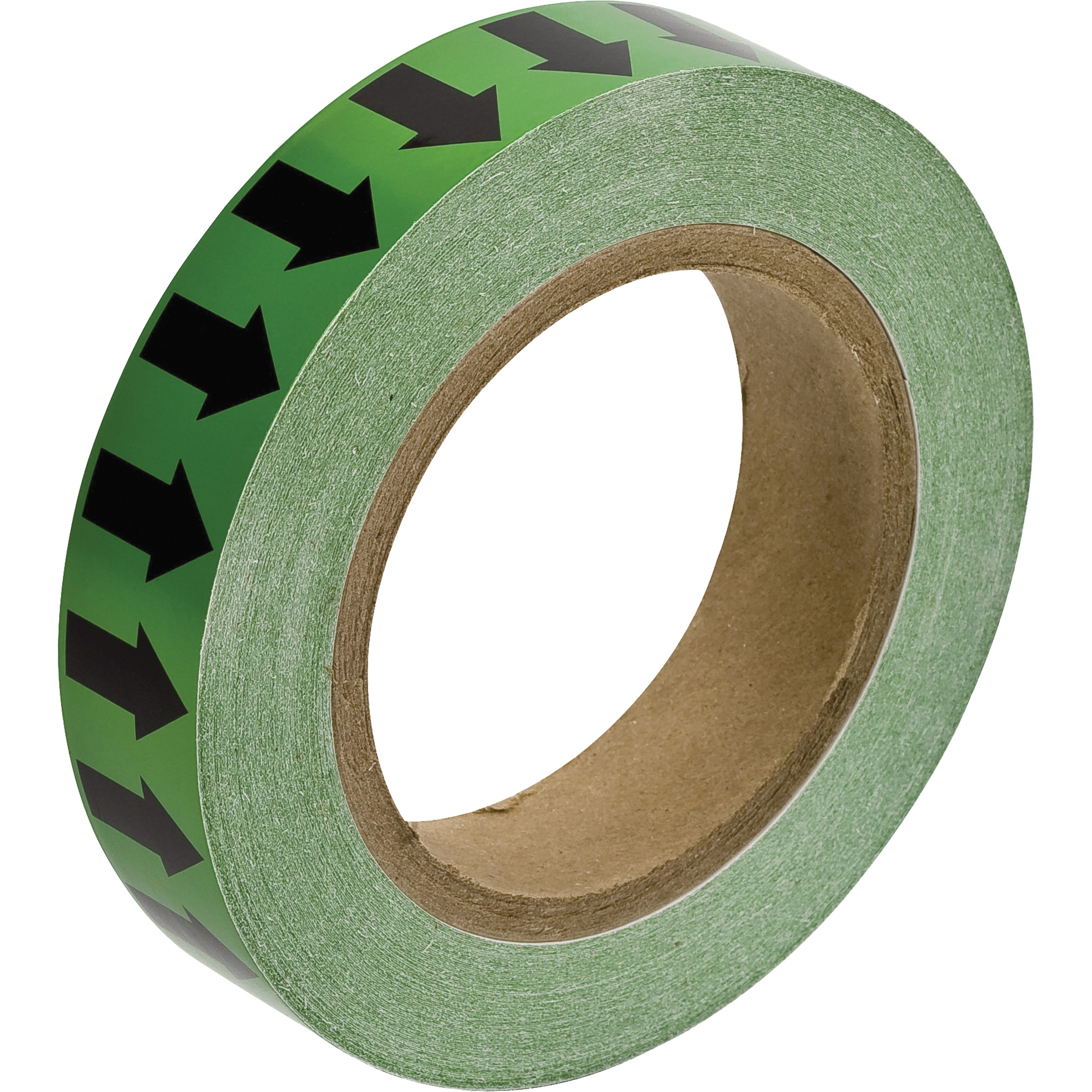 Ruban marqueur avec flèches de direction pour tuyaux, 90', Noir sur vert