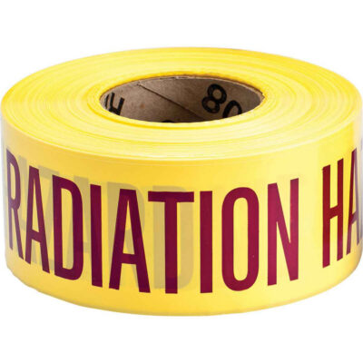 Ruban pour barricade, Anglais, 3" la x 200' lo, 3 mils, Magenta/jaune