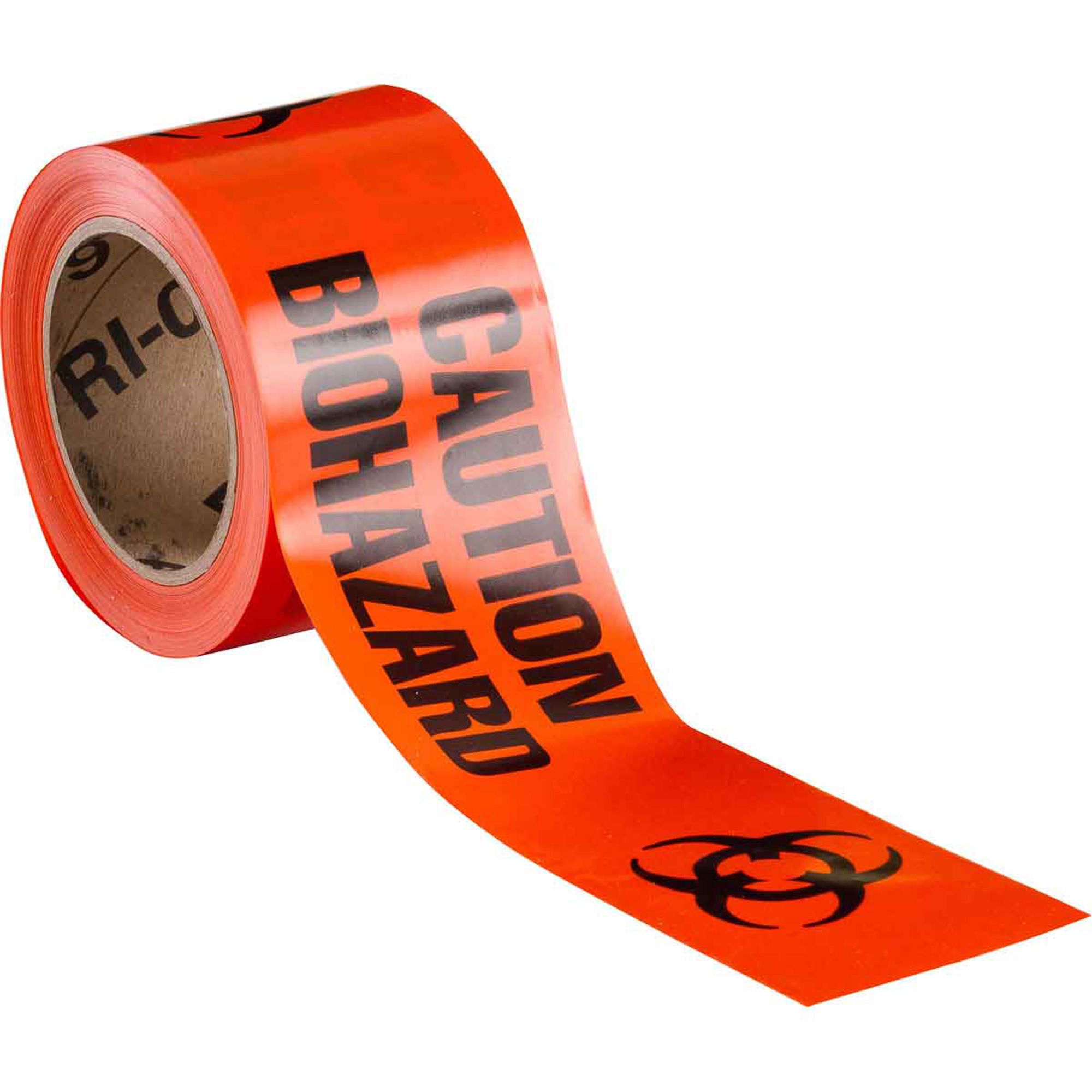 Ruban pour barricade, Anglais, 3" la x 200' lo, 3 mils, Noir/orange