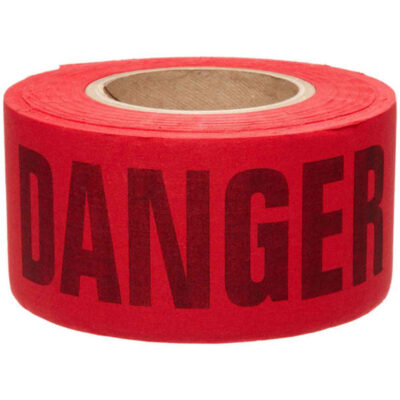 Ruban pour barricade biodégradable, Anglais, 3" la x 135' lo, 3 mils, Noir/rouge