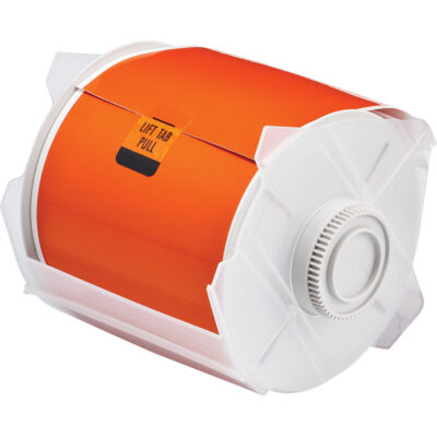 Ruban pour étiqueteuse, Polyester, Orange, Largeur de 4"