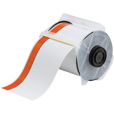 Ruban pour étiqueteuse, Vinyle, Orange/Blanc, Largeur de 4"