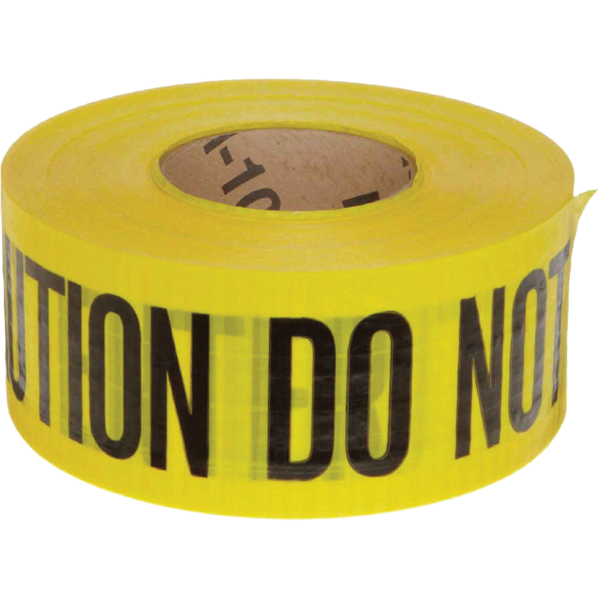 Ruban renforcé pour barricade, Anglais, 3" la x 500' lo, 4 mils, Noir sur jaune