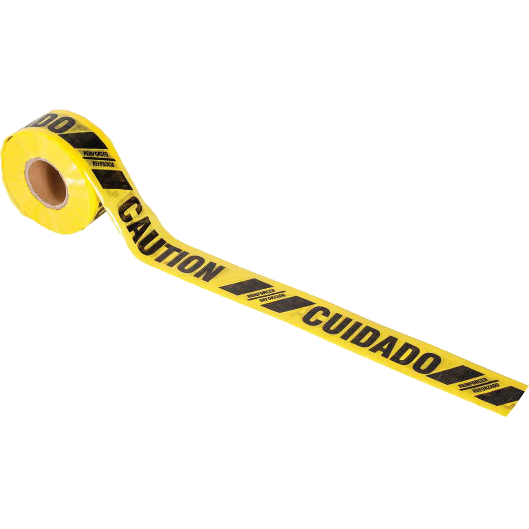 Ruban renforcé pour barricade, Bilingue, 3" la x 500' lo, 3 mils, Noir sur jaune