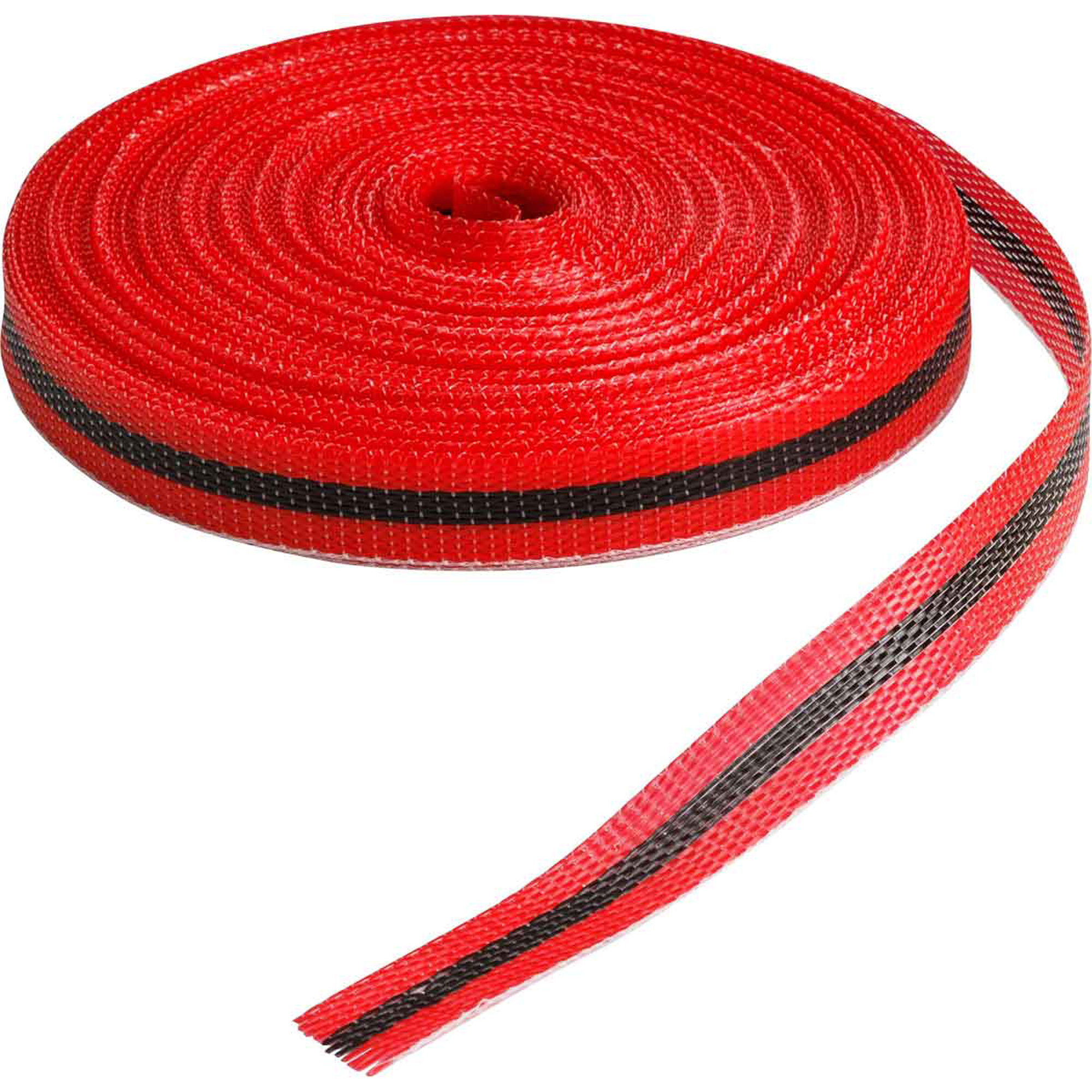 Ruban tissé pour barricade, 3/4" la x 150' lo, 3 mils, Noir/rouge