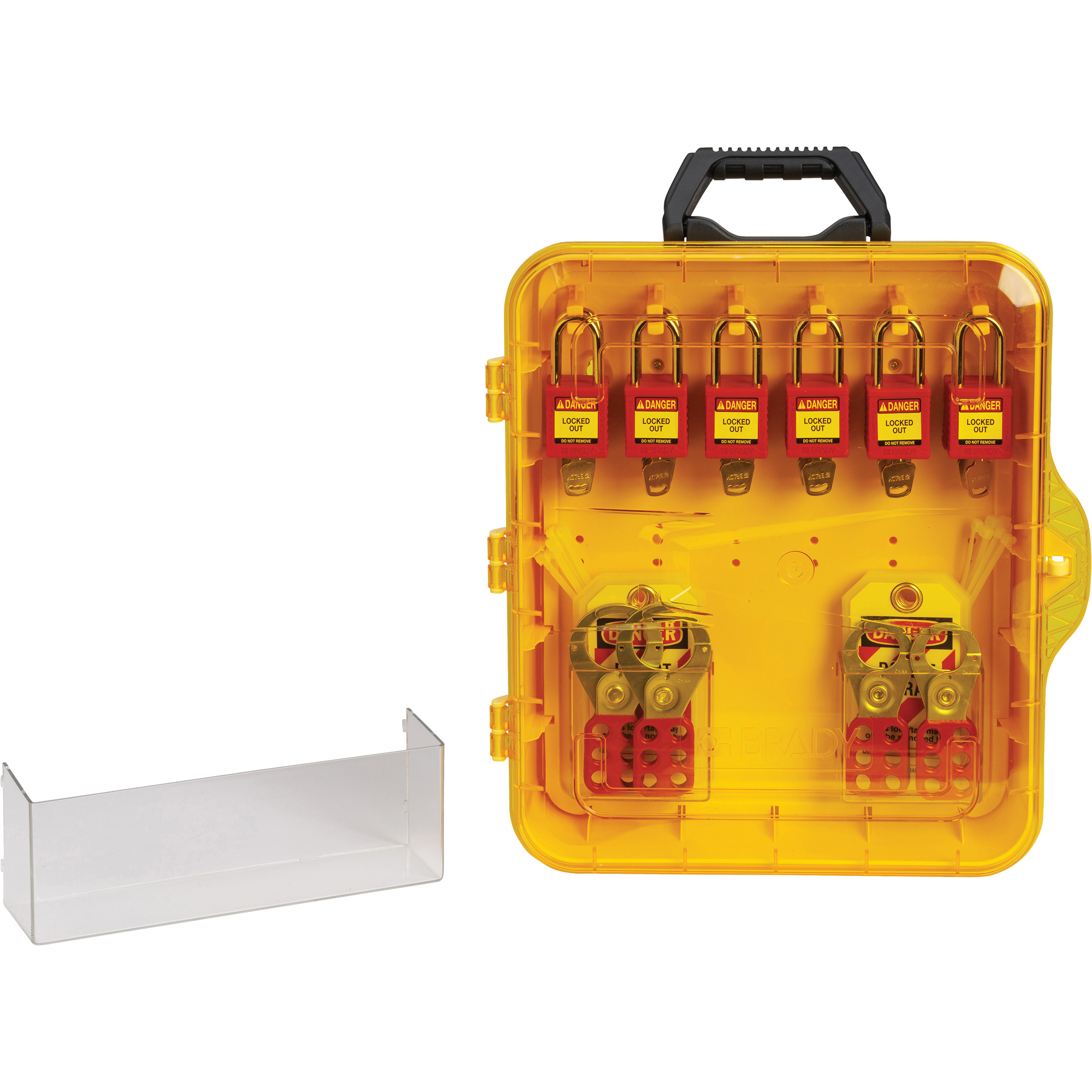 Station de cadenassage avec cadenas de sécurité en nylon à clé utilisant des clés différentes, Cadenas Plastique, Capacité de 12, Cadenas Compris