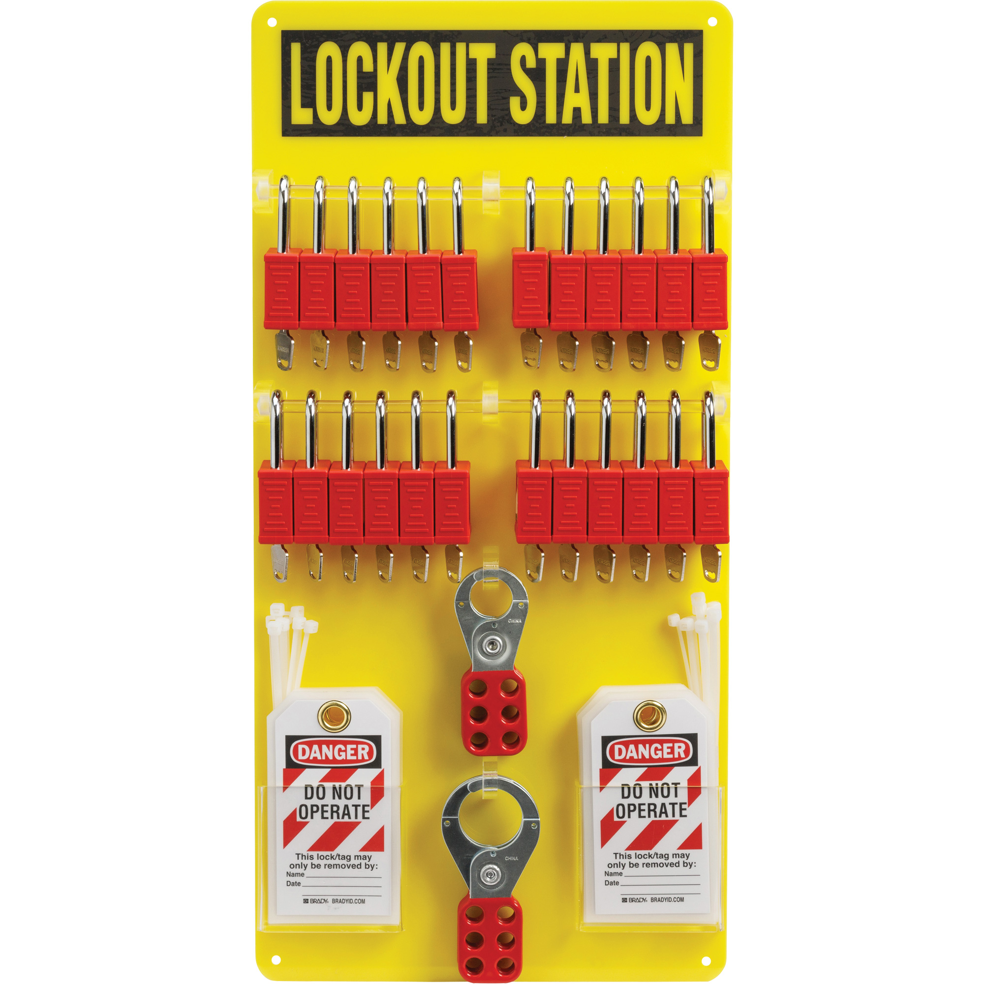 Tableau de cadenassage et étiquetage avec cadenas de sécurité en nylon utilisant des clés identiques, Cadenas Plastique, Capacité de 24, Cadenas Compris