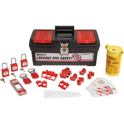 Trousse de cadenassage et d’étiquetage électrique avec cadenas de sécurité en nylon dans une boîte à outils, Ensemble Électrique, 33 composants compris