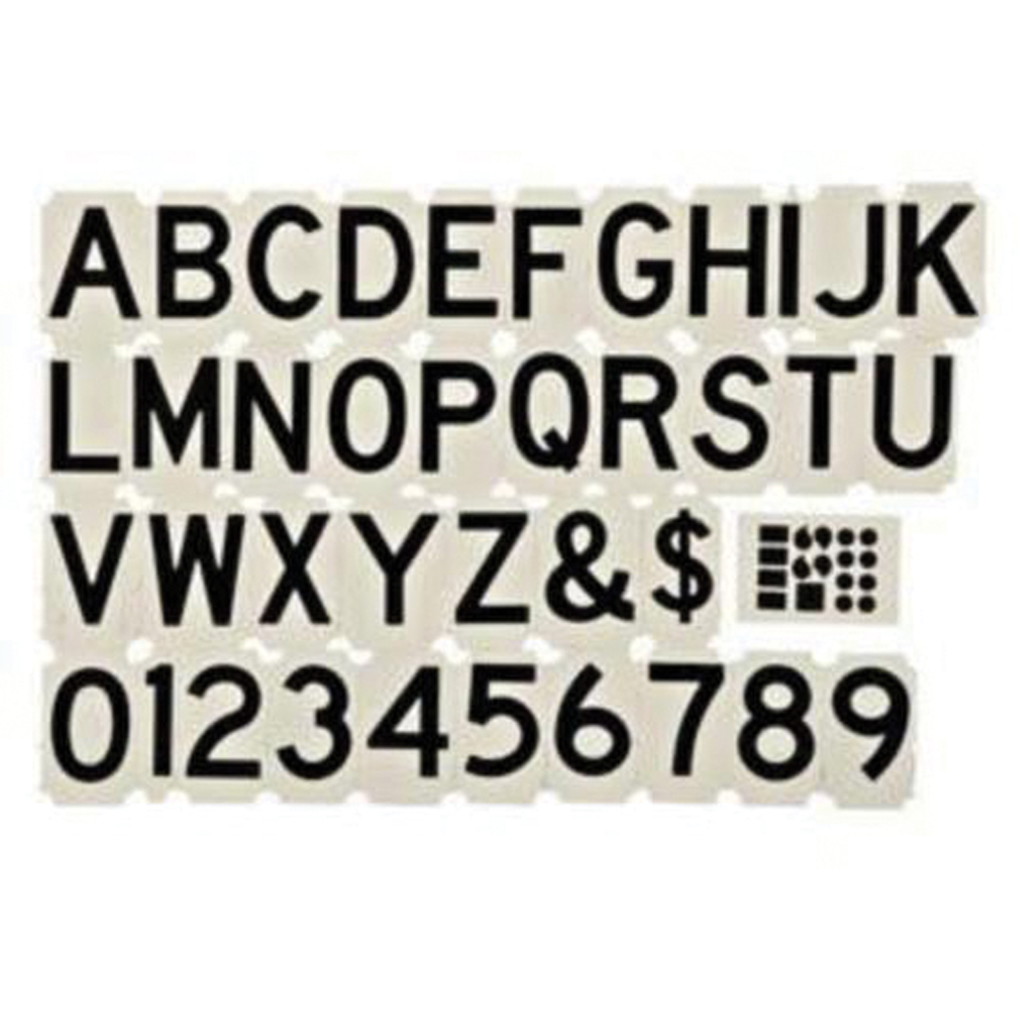 Trousse d'étiquettes à caractères gothiques individuels Quick-AlignMD, Numéros/lettres/ponctuation assortis, 3" h, Noir