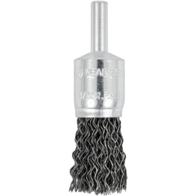 Brosse à fils crêpés montée sur mandrin E050-20, 1/2", Fils 0,02", Tige 1/4"