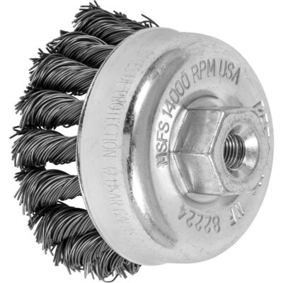 Brosse boisseau à fil noué, 2-3/4" dia. x 5/8"-11 arbre