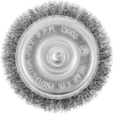 Brosse coupelle sertie sur tige