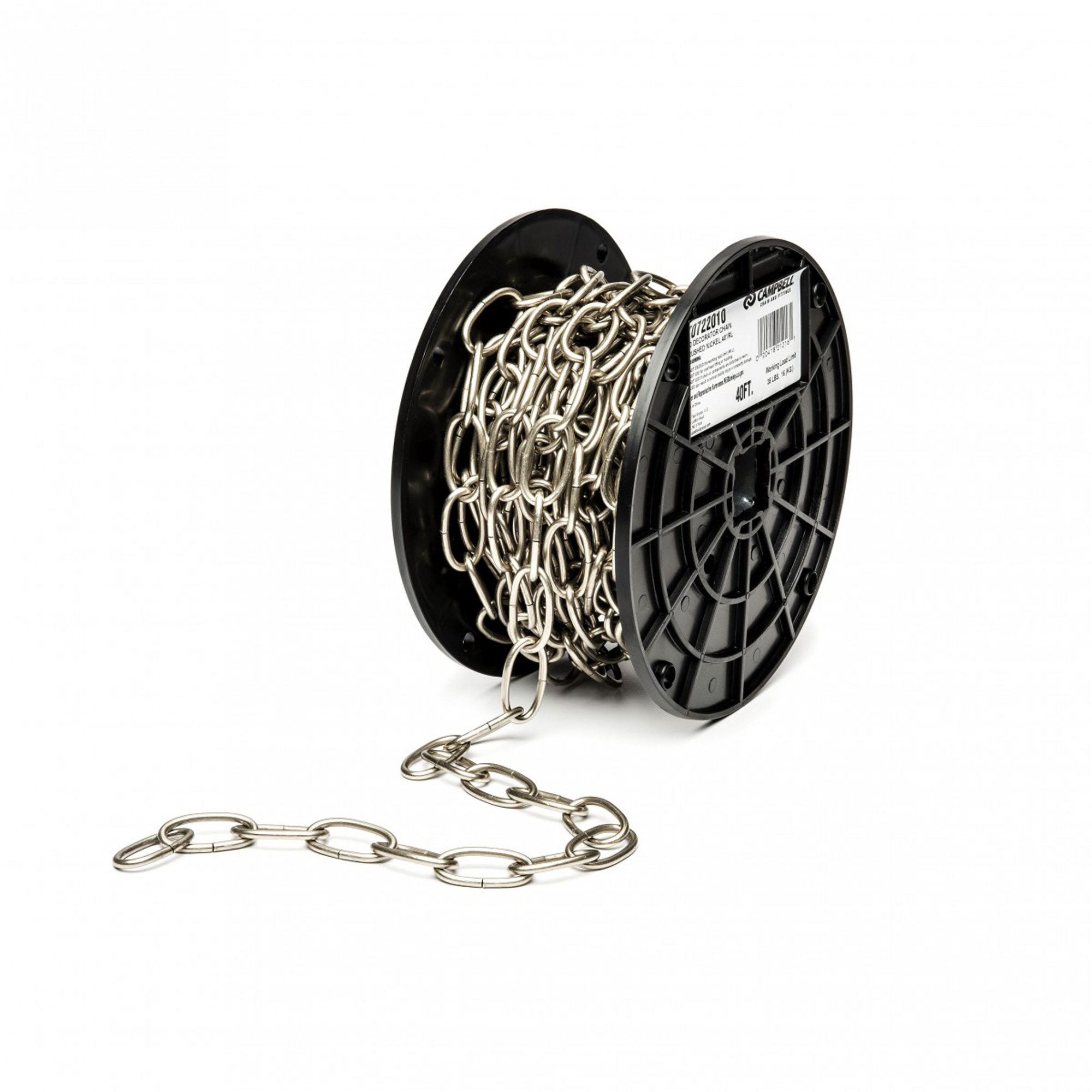 Chaîne décoratrice, Acier, #10 x 40' (12,2 m) l, Charge d'utilisation 35 lb (0,0175 tonne)