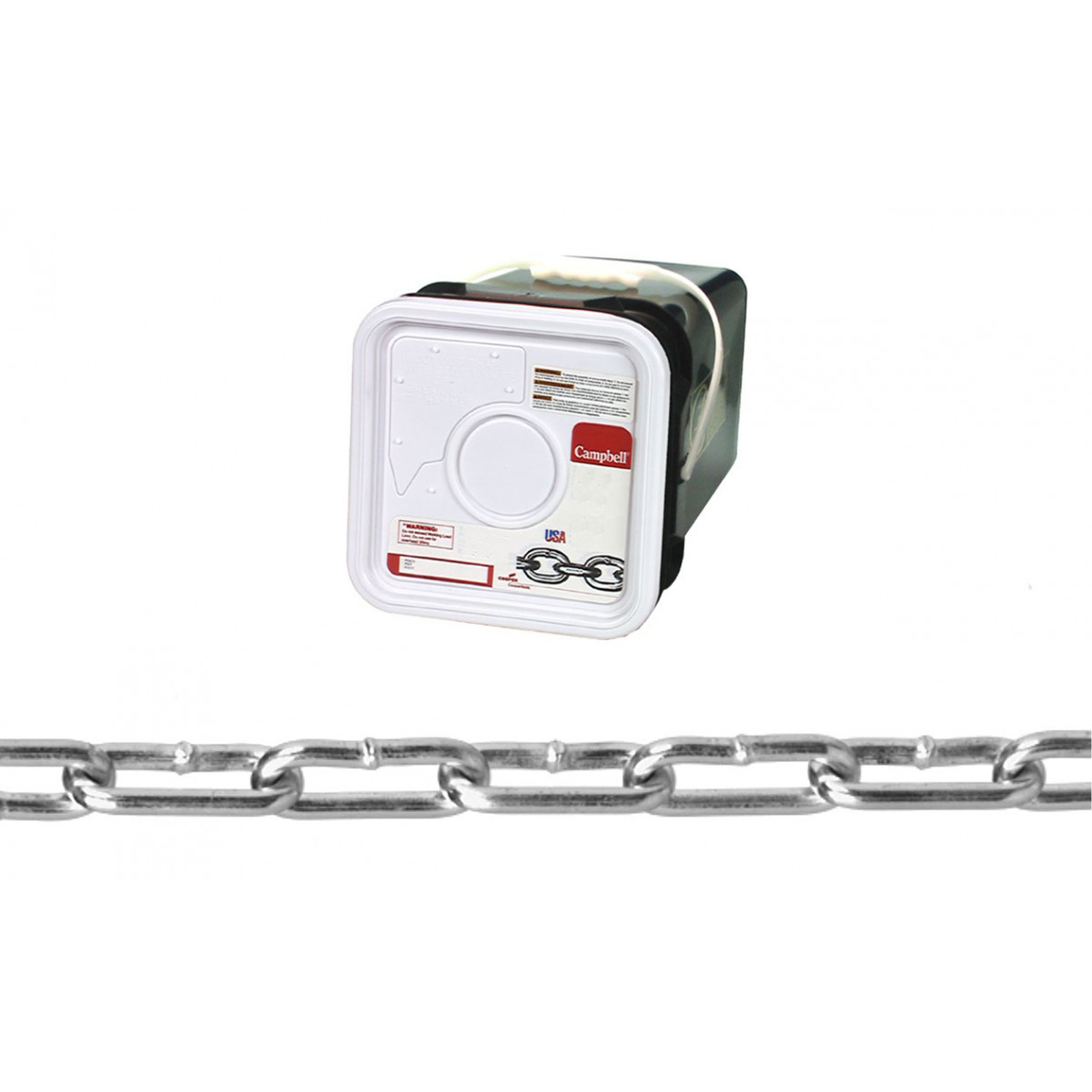 Chaîne droite, Acier à faible teneur en carbone, #1 x 350' (106,7 m) l, Charge d'utilisation 370 lb (0,185 tonne)