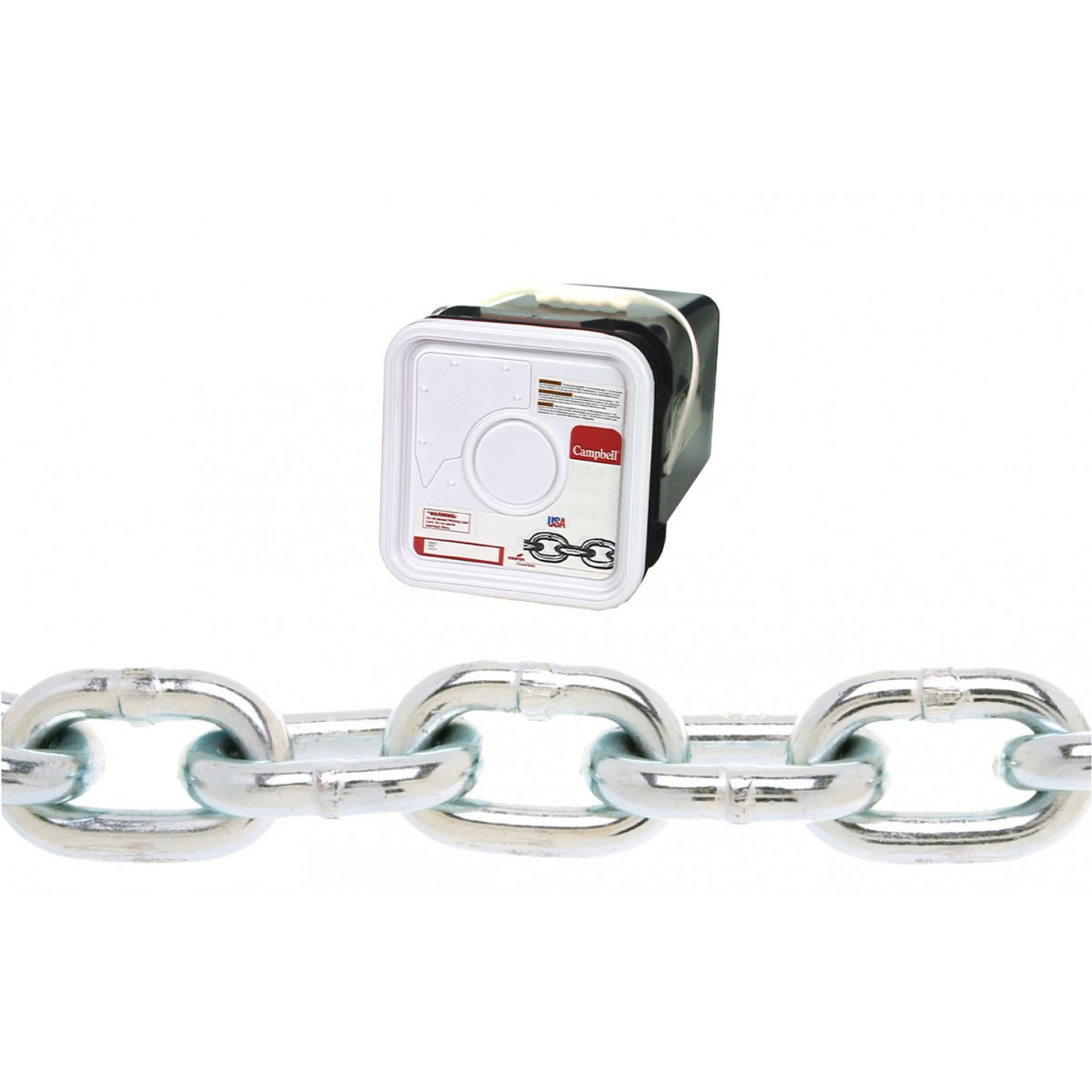 Chaîne ronde Proof CampbellMD, Acier à faible teneur en carbone, 5/16" x 75' (22,9 m) l, Calibre 30, Charge d'utilisation 1900 lb (0,95 tonne)