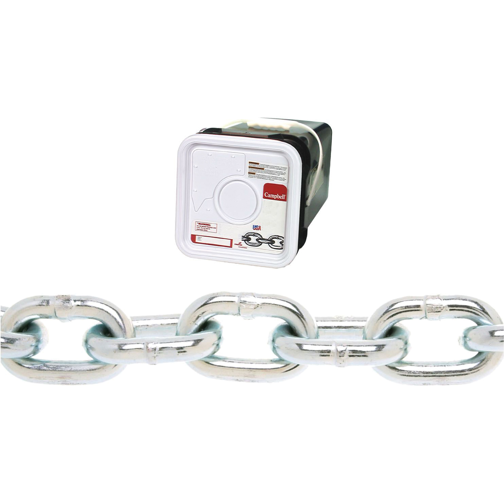 Chaîne ronde Proof CampbellMD, Acier à faible teneur en carbone, 5/16" x 75' (22,9 m) l, Calibre 30, Charge d'utilisation 1900 lb (0,95 tonne)
