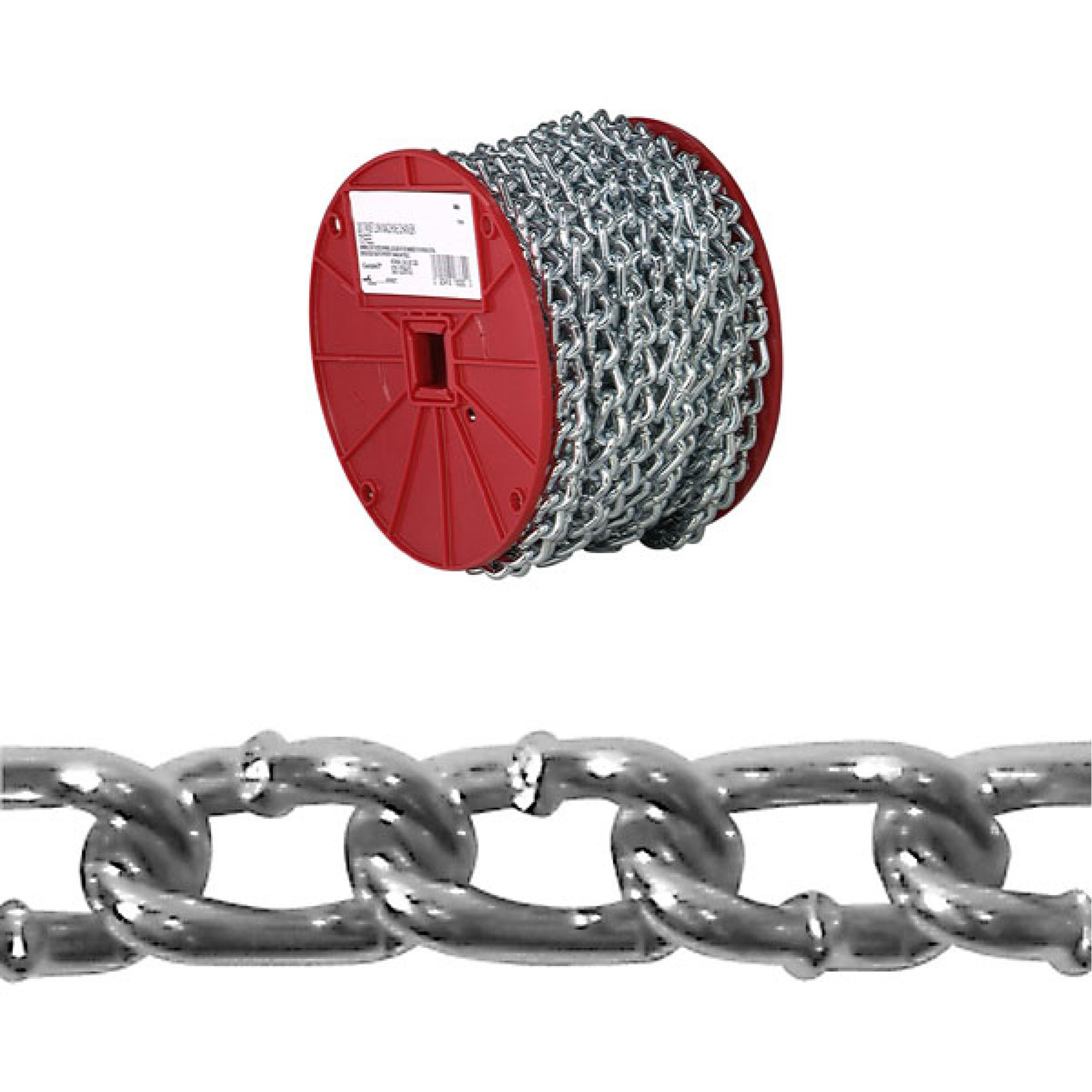 Chaîne torsadée, Acier à faible teneur en carbone, 2/0 x 70' (21,3 m) l, Charge d'utilisation 520 lb (0,26 tonne)
