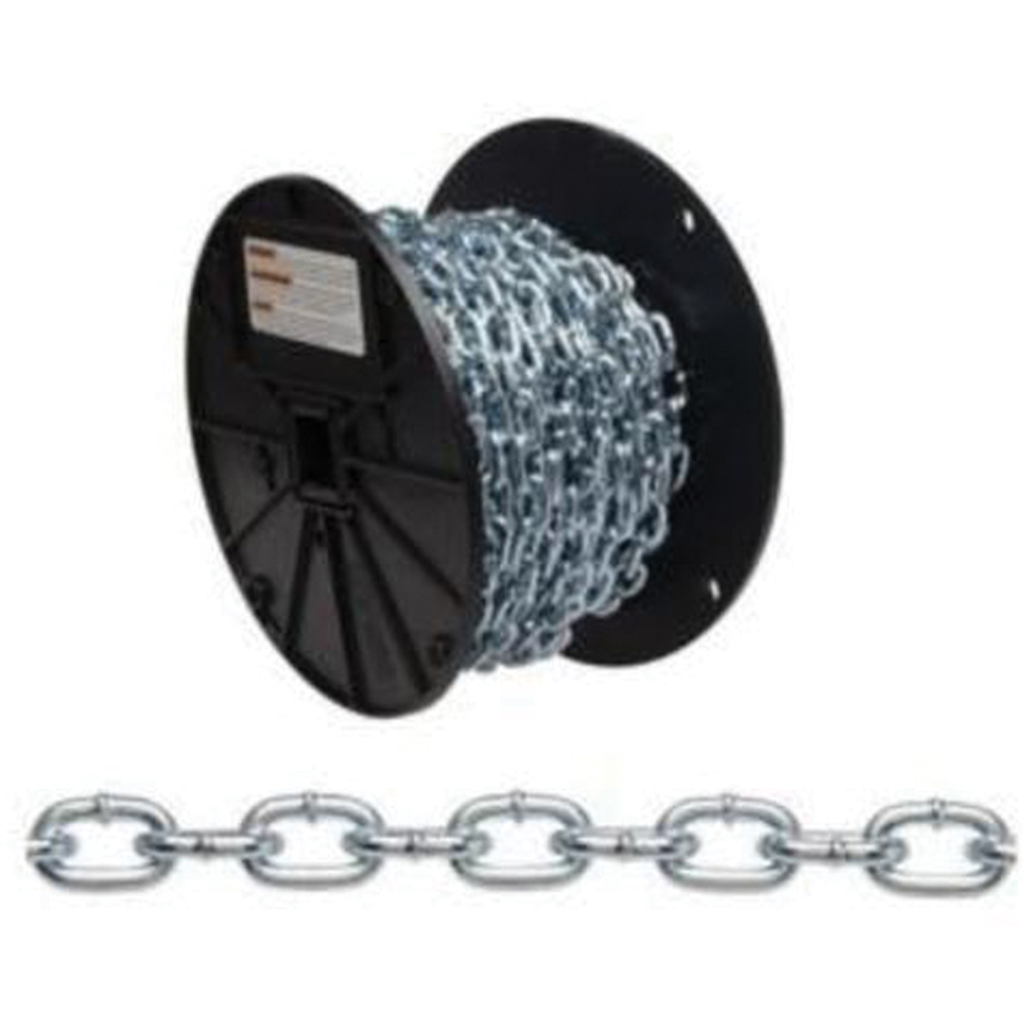 Chaîne torsadée, Acier à faible teneur en carbone, #4 x 100' (30,4 m) l, Charge d'utilisation 215 lb (0,1075 tonne)
