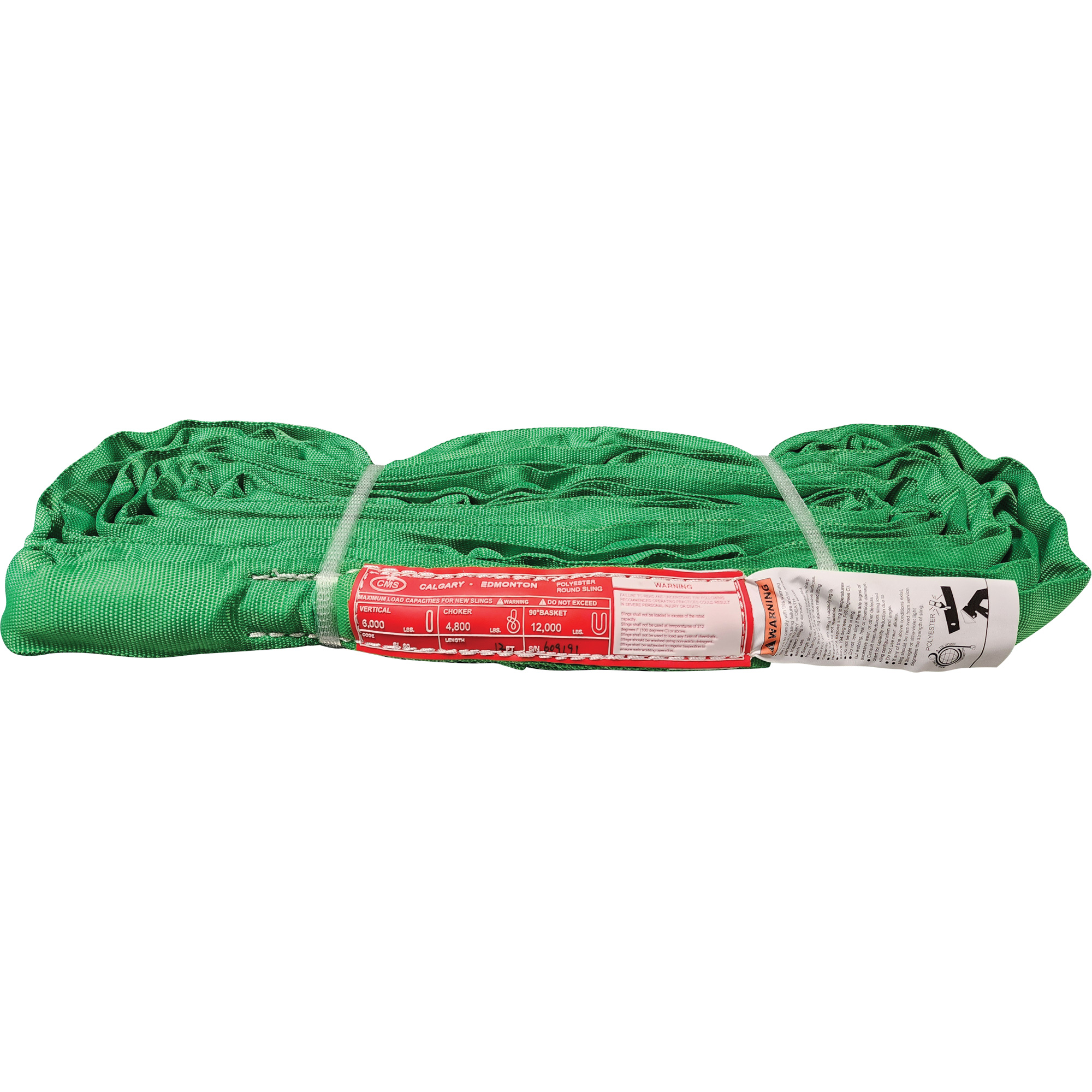 Élingue ronde en polyester, Vert, 12' lo, 6000 lb Charge verticale