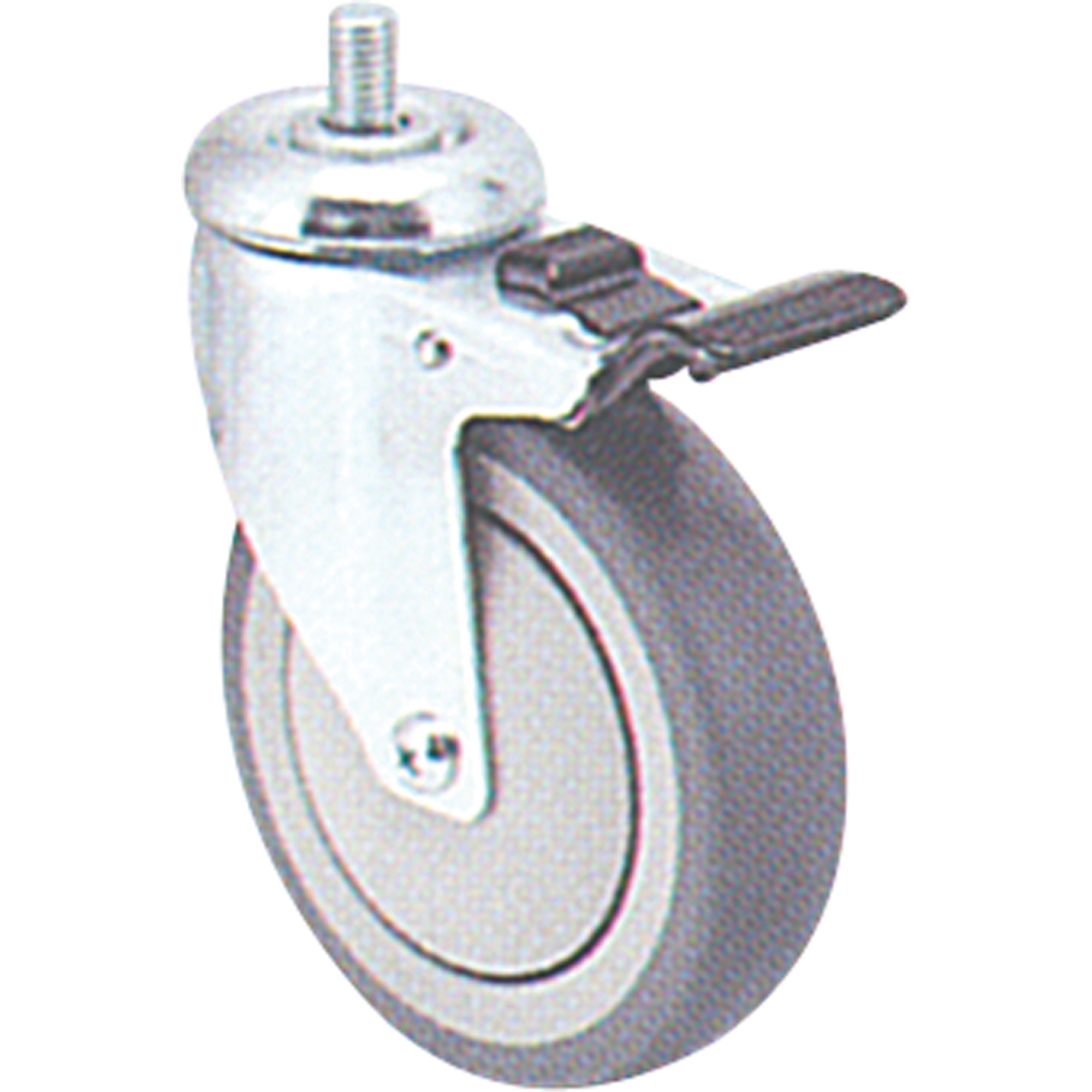 Roulette zinguée, Pivotant avec frein, Diamètre 4" (102 mm), Capacité 200 lb (91 kg)