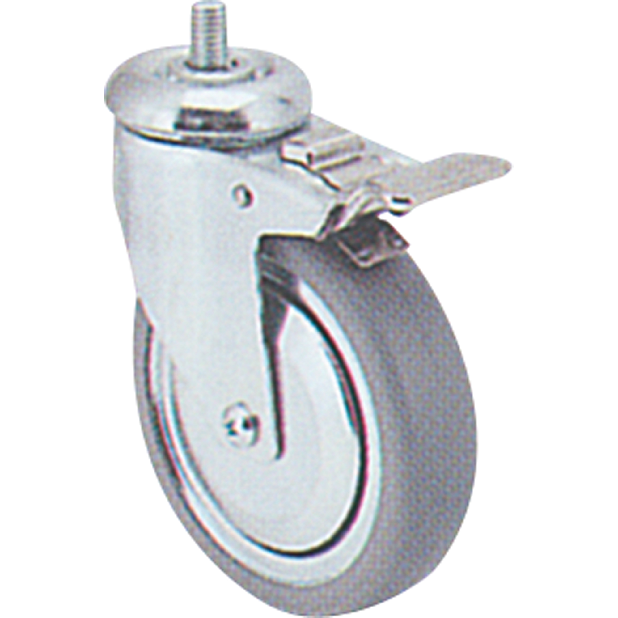 Roulette zinguée, Pivotant avec frein, Diamètre 3" (76 mm), Capacité 150 lb (68 kg)