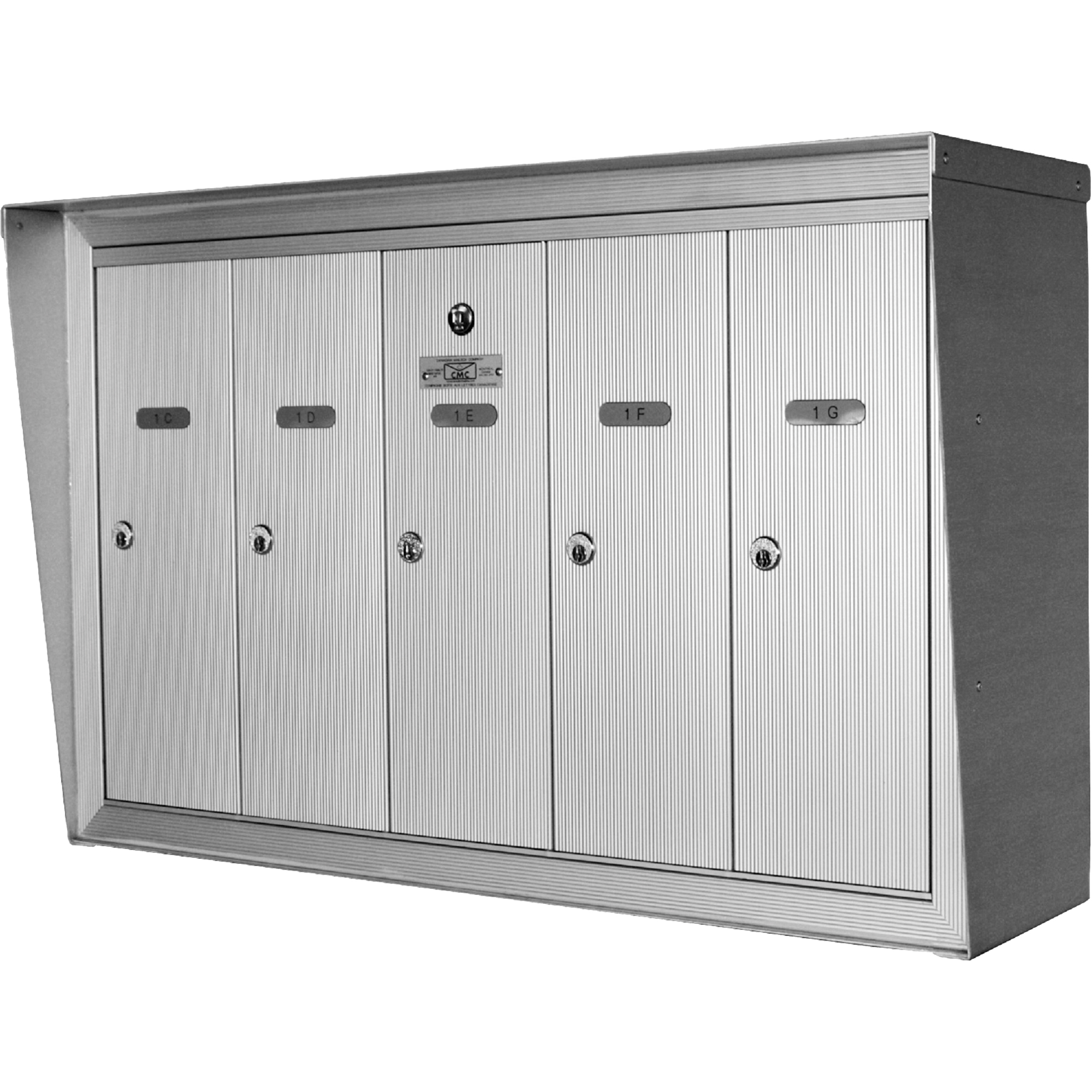 Boîtes aux lettres plateforme unique, Fixation Mural, 16" x 5-1/2", 3 portes, Aluminium