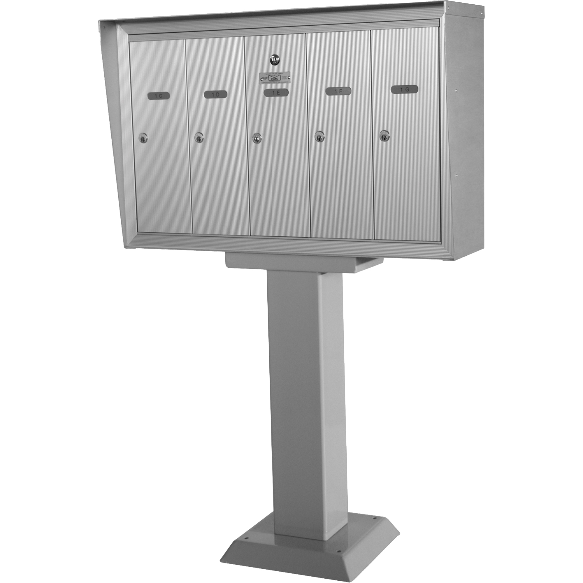 Boîtes aux lettres plateforme unique, Fixation Socle, 16" x 5-1/2", 5 portes, Aluminium