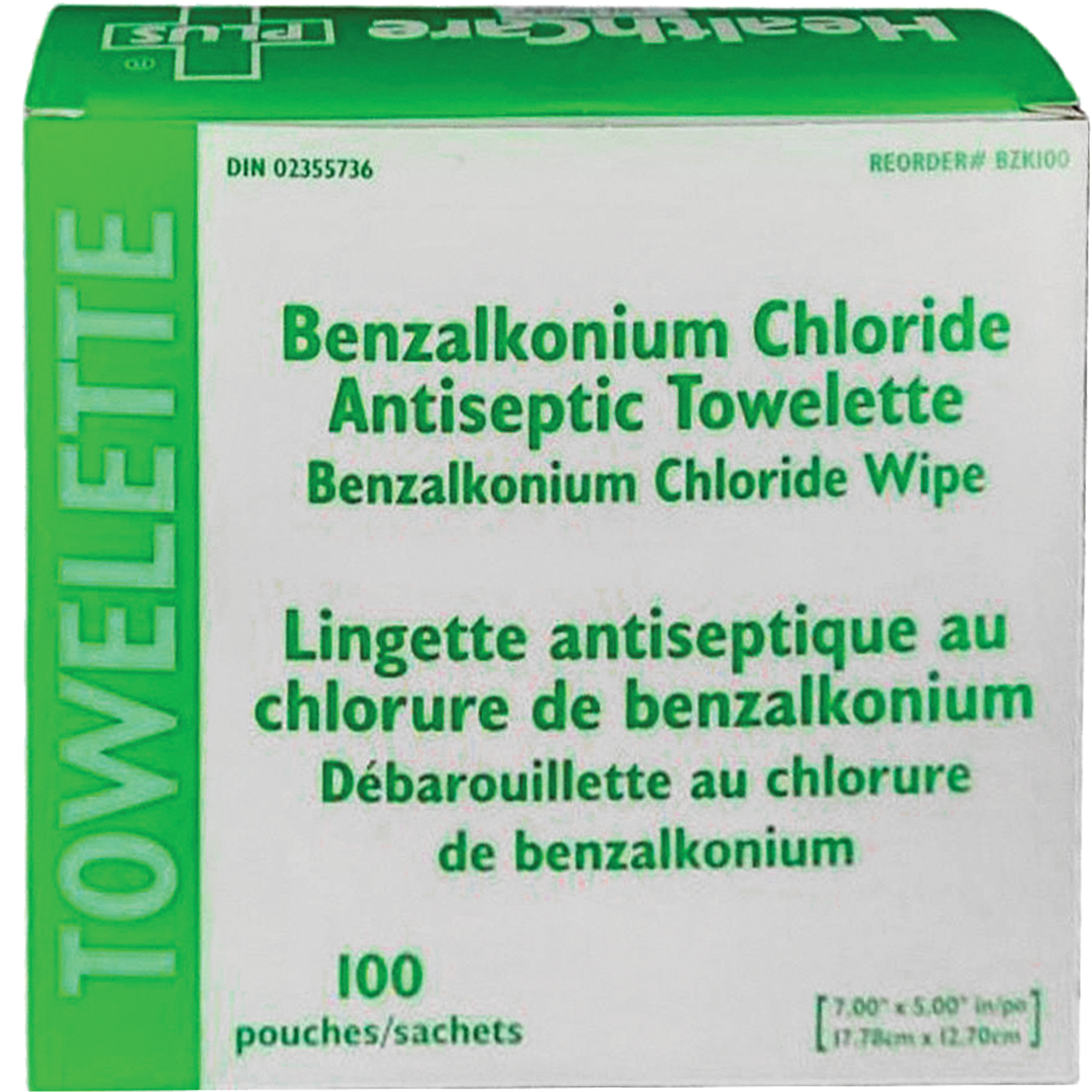 Serviette au chlorure de benzalkonium BZK, Serviette, Antiseptique