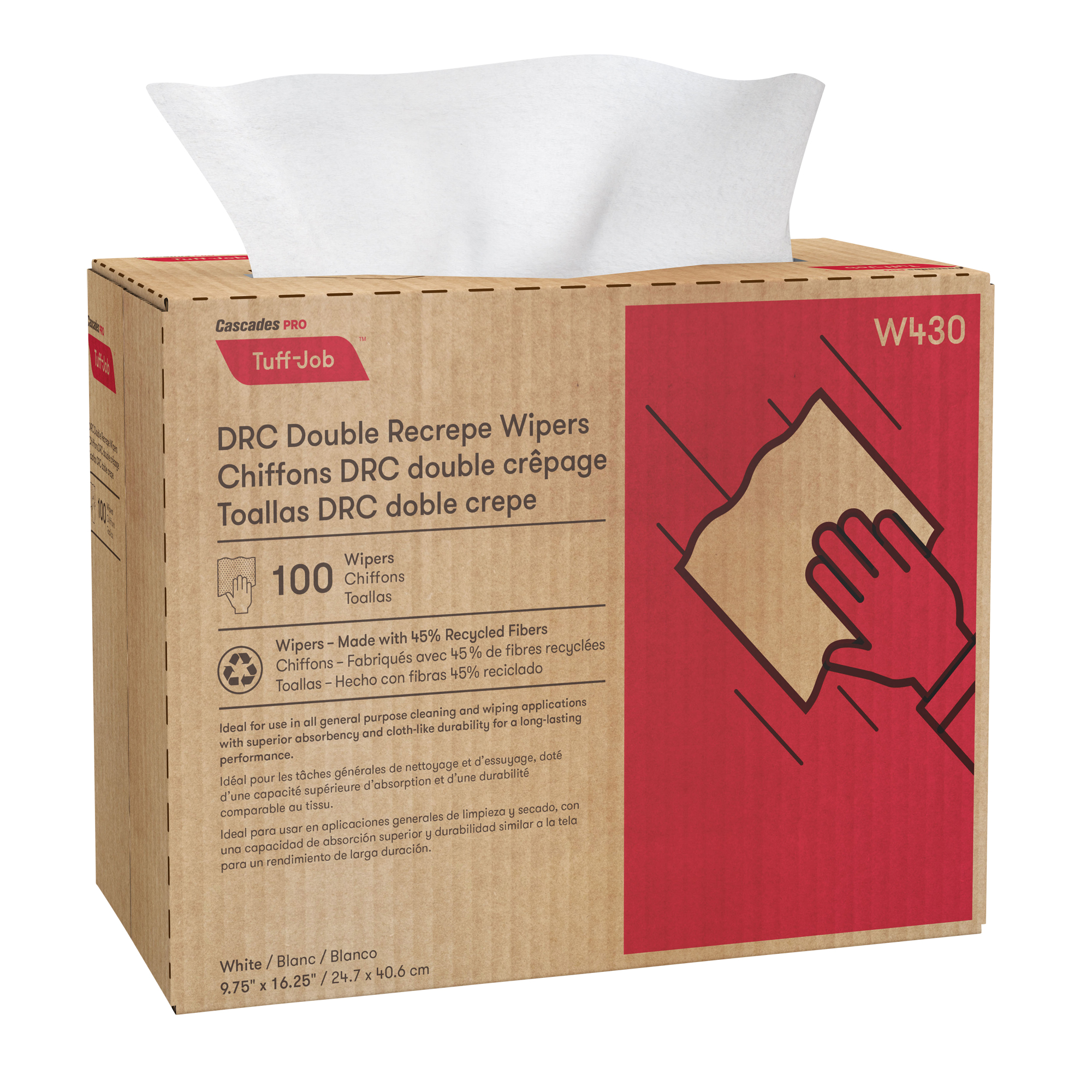 Chiffons Pro Tuff-JobMC, Tout usage, 9-3/4" lo x 16-1/2" la