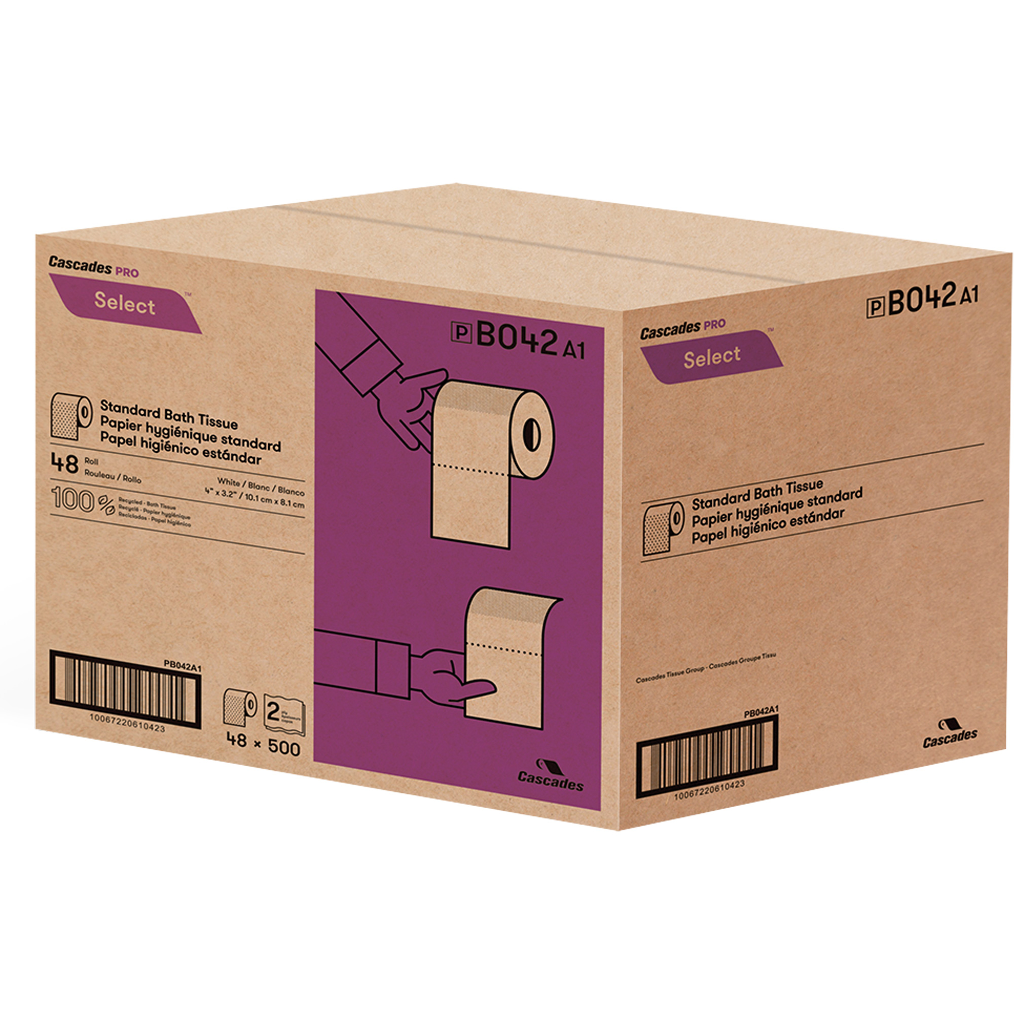 Papier hygiénique Pro SelectMD, 2 Pli, 500 Feuilles/Rouleu, Blanc – Image 2