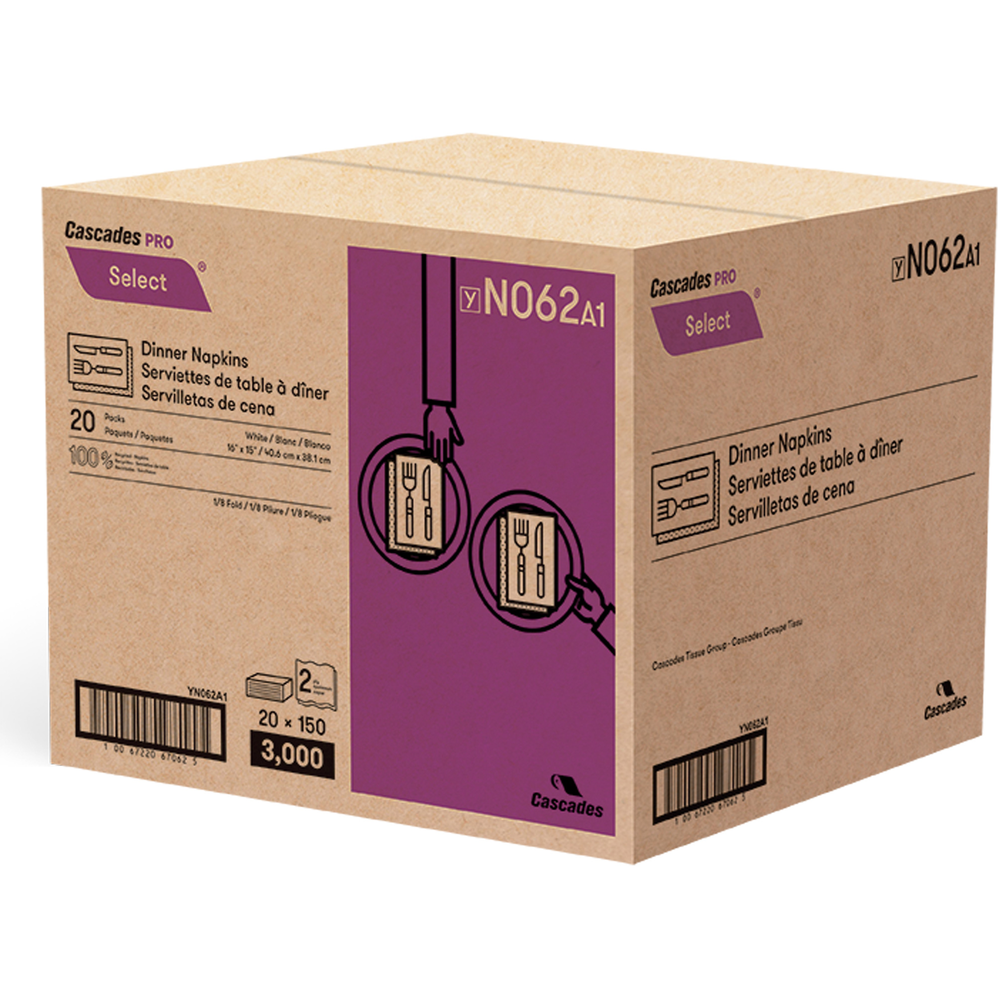 Serviettes de table à plis 1/8 Pro SelectMD, 2 pli, 15" x 16" – Image 2