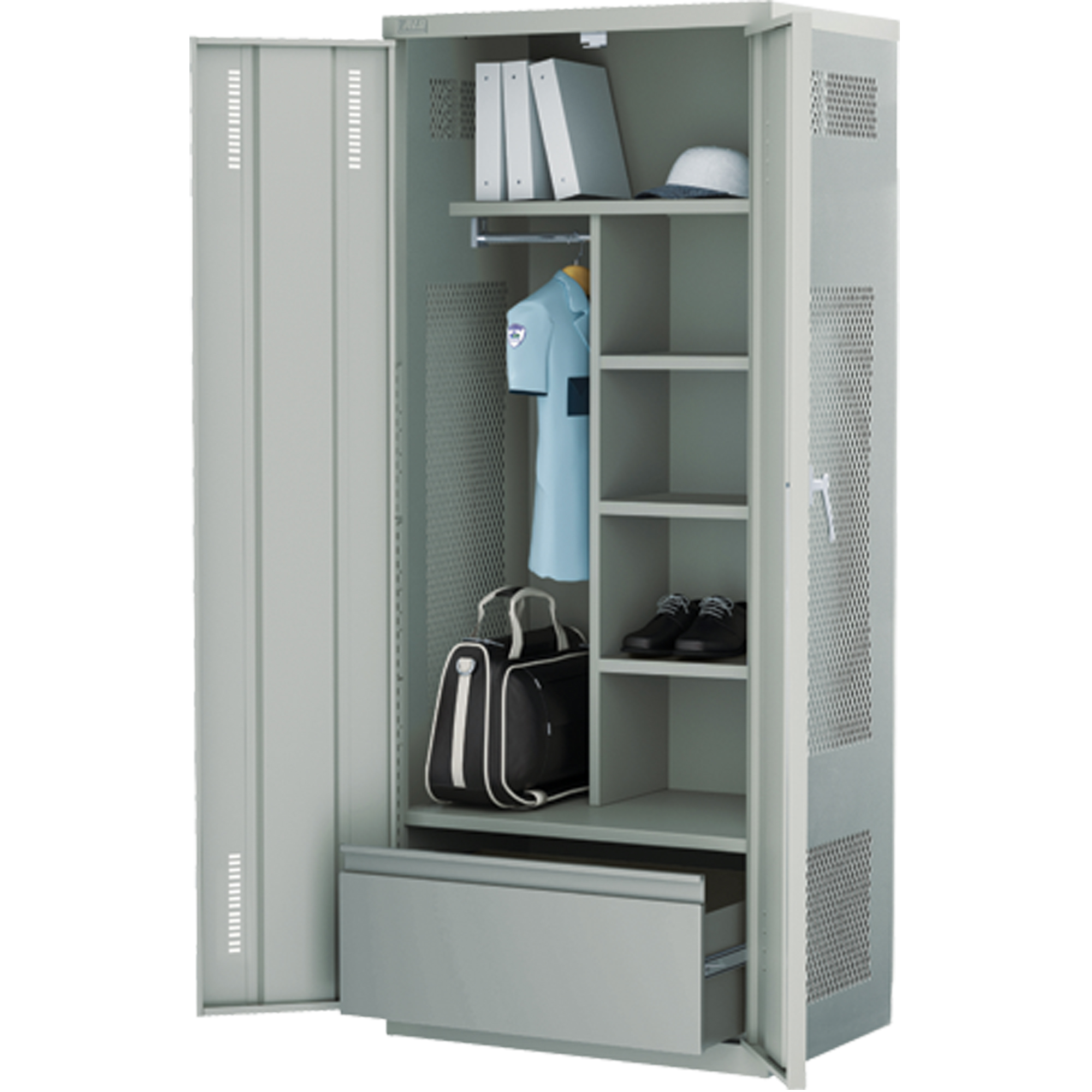 Casier de luxe pour équipement, Acier, 36" la x 24" p x 72" h, Gris
