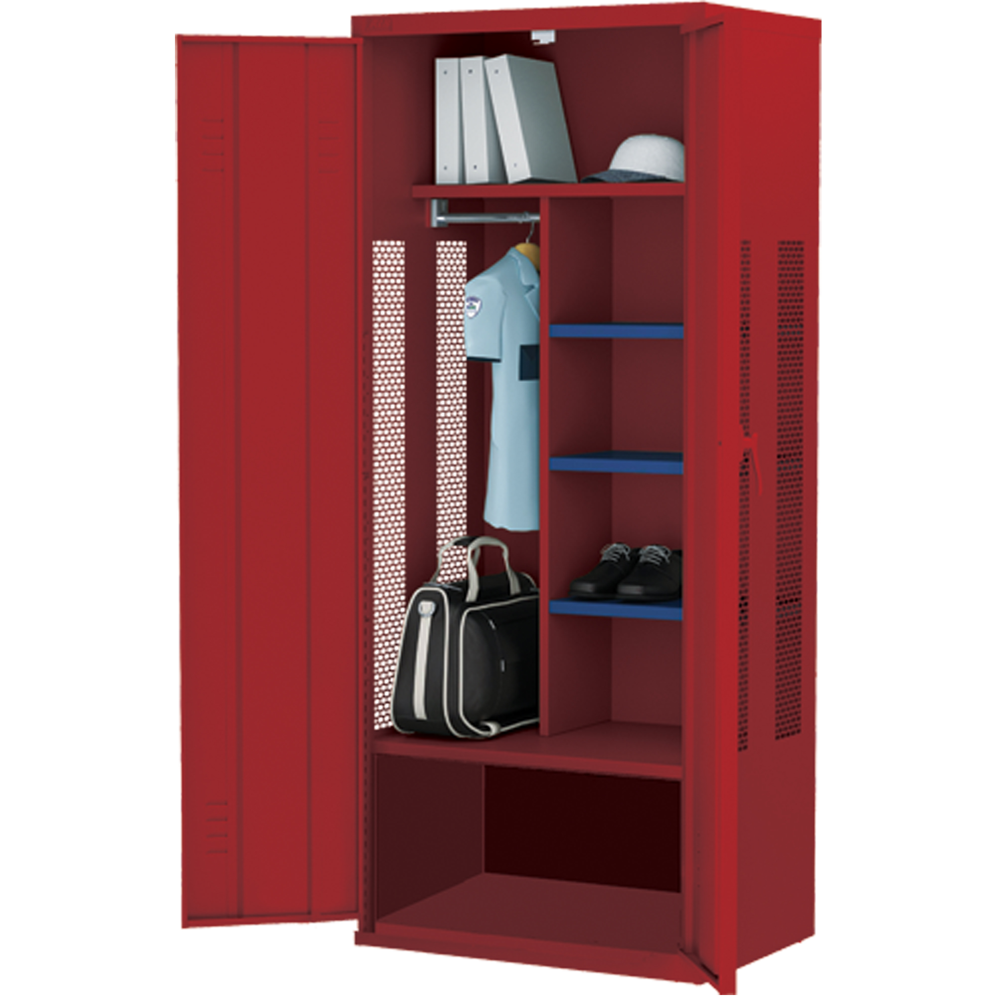 Casier de luxe pour équipement, Acier, 36" la x 24" p x 72" h, Rouge
