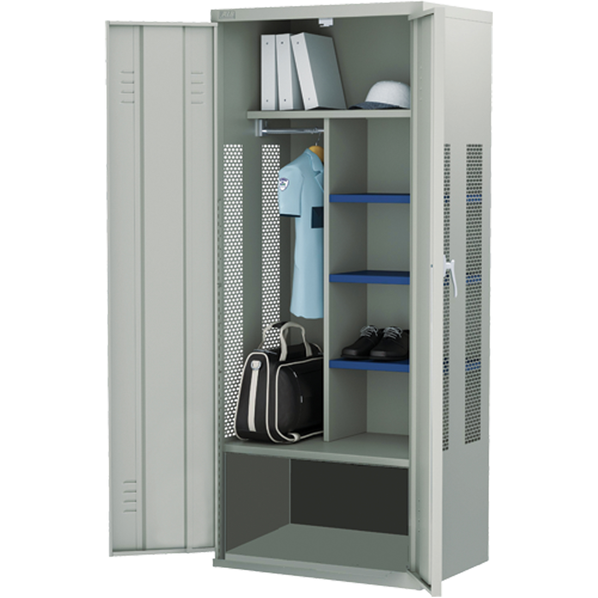 Casier pour équipement, Acier, 36" la x 24" p x 72" h, Gris