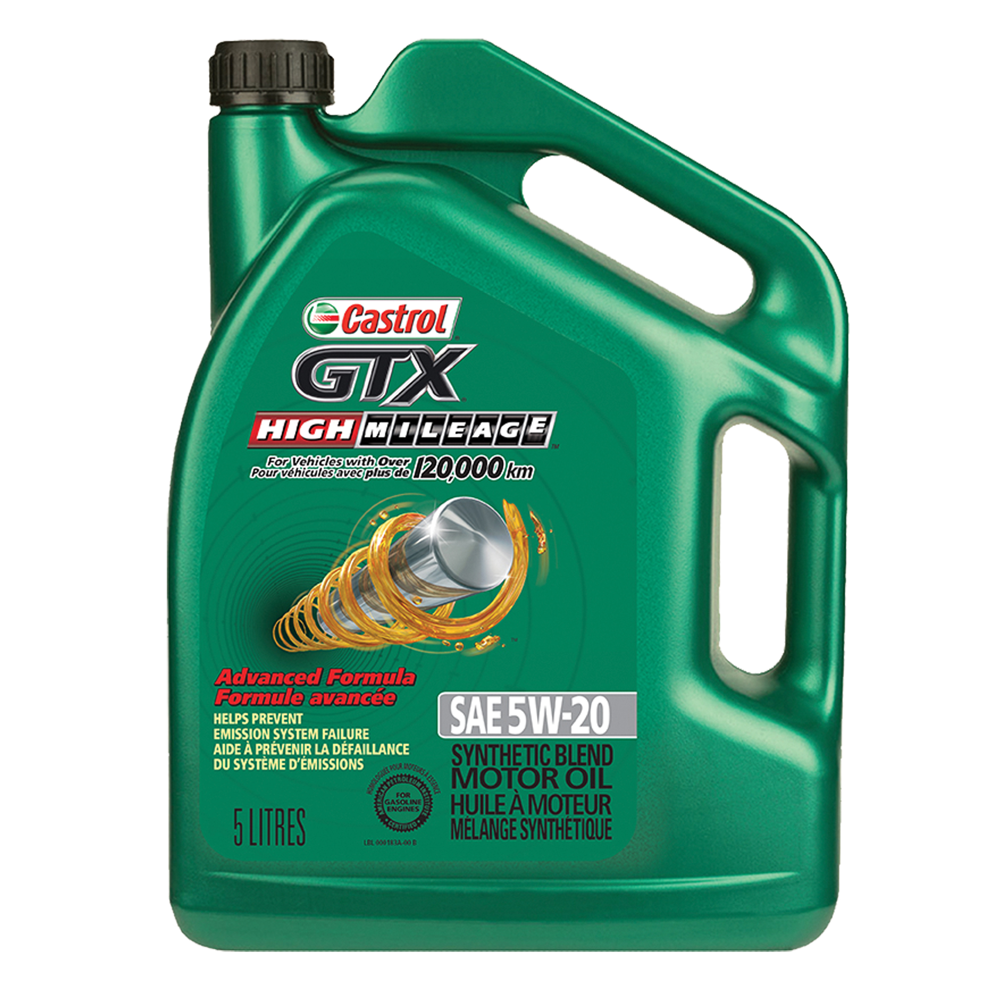 Huile à moteur 5W20 HIGH MILEAGE GTXMD, 5 L, Cruche