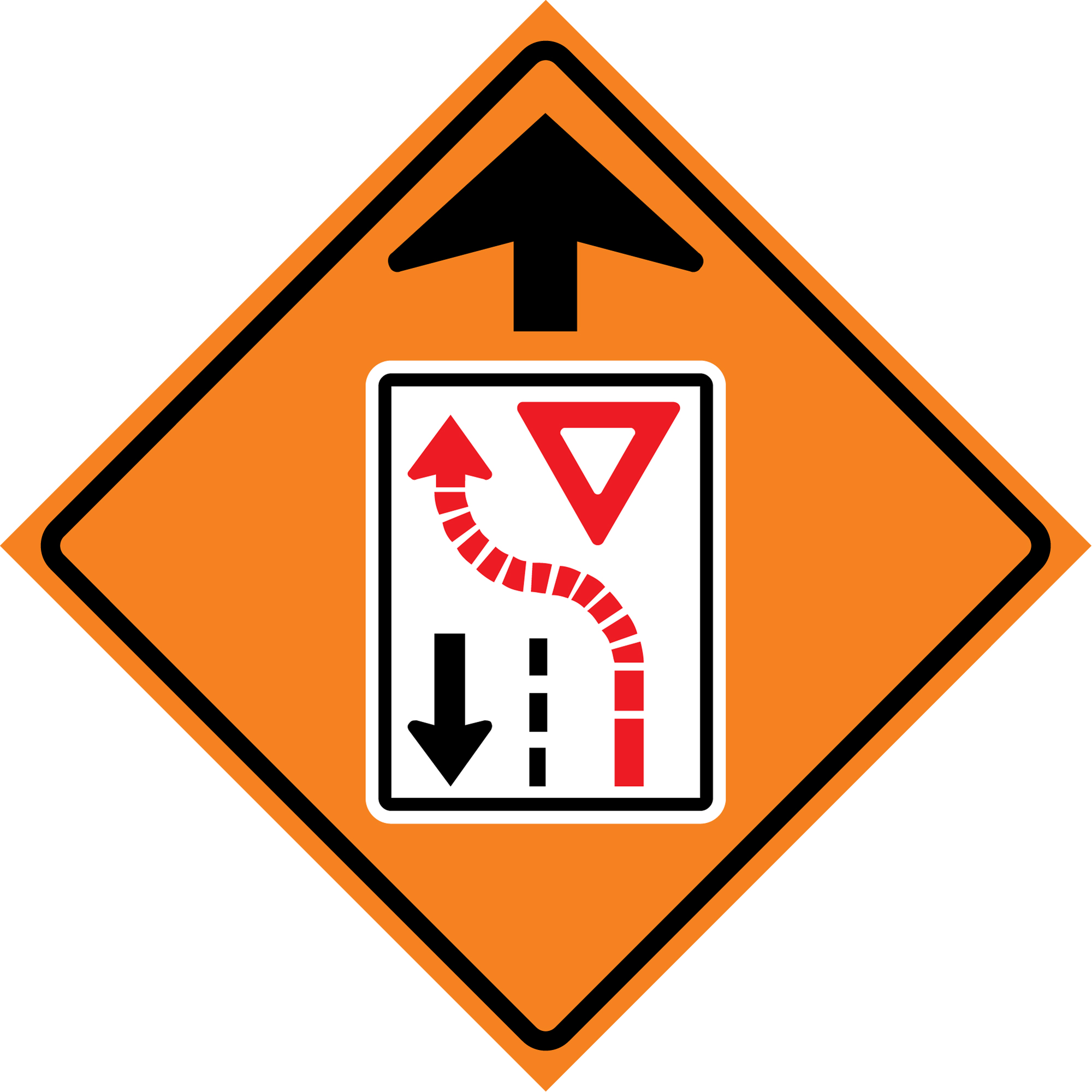 Enseigne enroulable de circulation cédez le passage devant, 29-1/2" x 29-1/2", Vinyle, Pictogramme