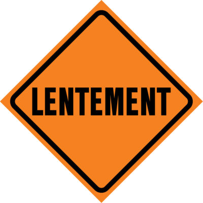 Enseigne enroulable de circulation « Lentement », 29-1/2" x 29-1/2", Vinyle, Français